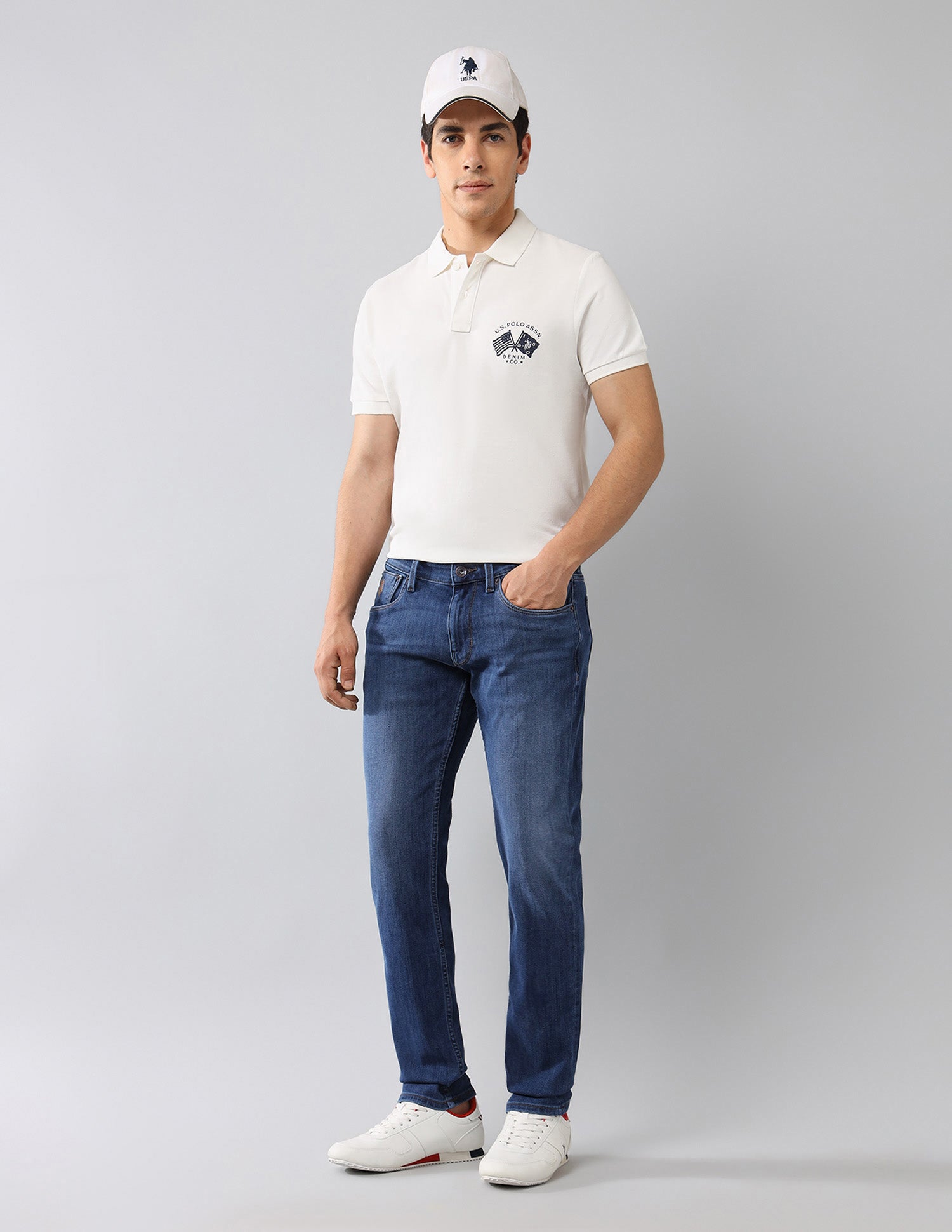 Brandon Fit Slim Tapered Fit Bi Stretch Authentic Jeans Blue - U.S. Polo Assn. India | Large