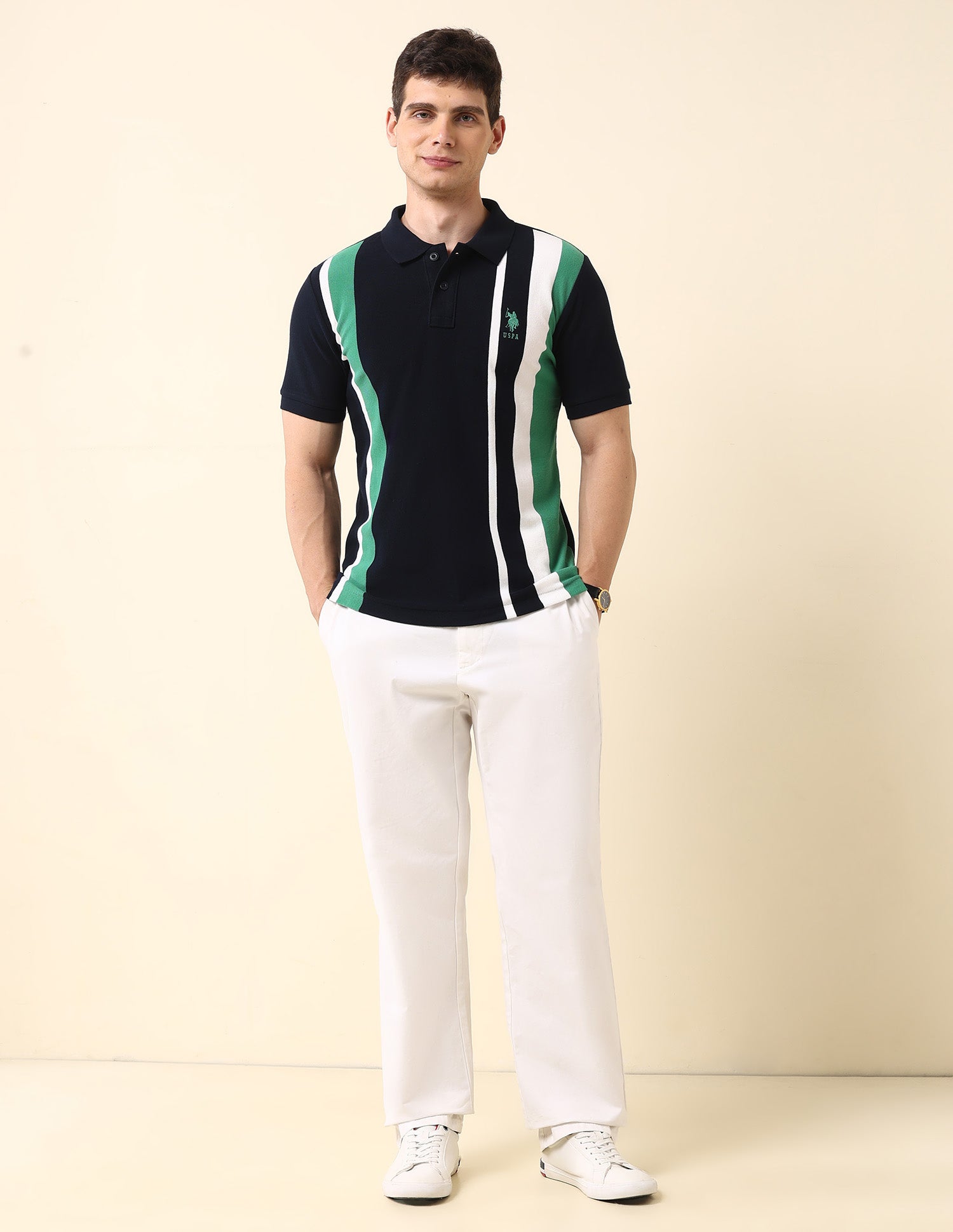 Vertical Striped Classic Polo Shirt Navy - U.S. Polo Assn. India | Large