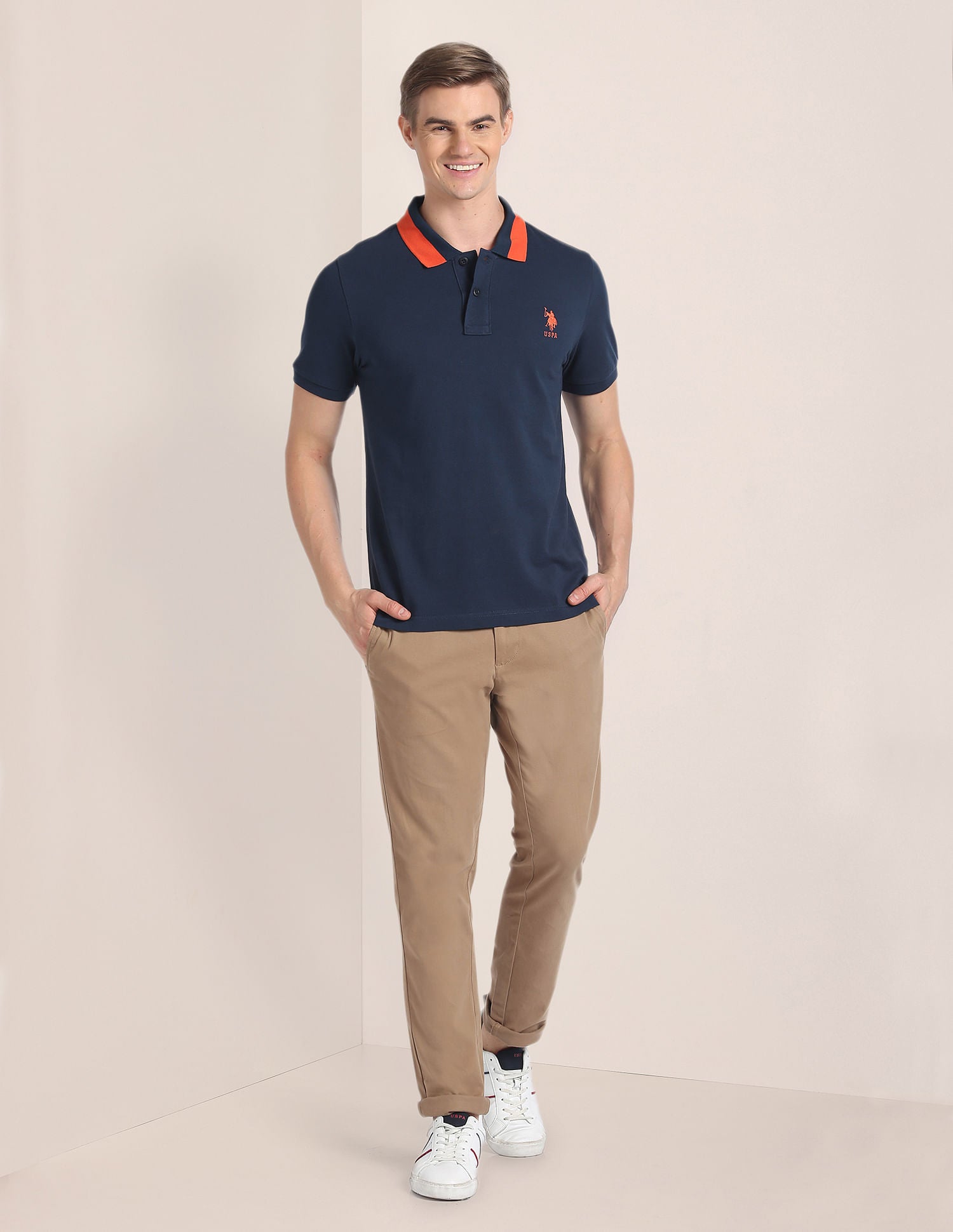 Solid Solid Polo Shirt Navy - U.S. Polo Assn. India | Large