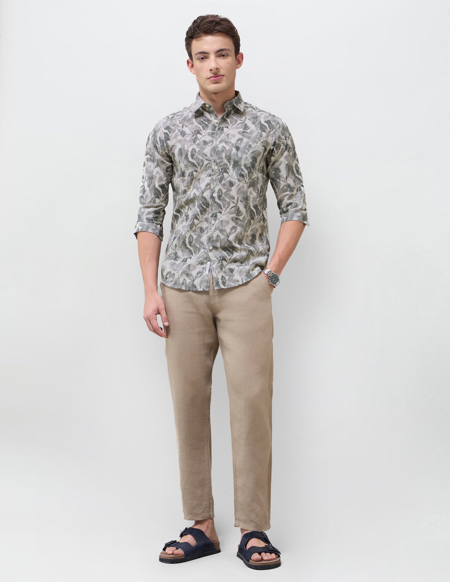 Tropical Printed Regular Fit Shirt Dark Grey - U.S. Polo Assn. India | Large