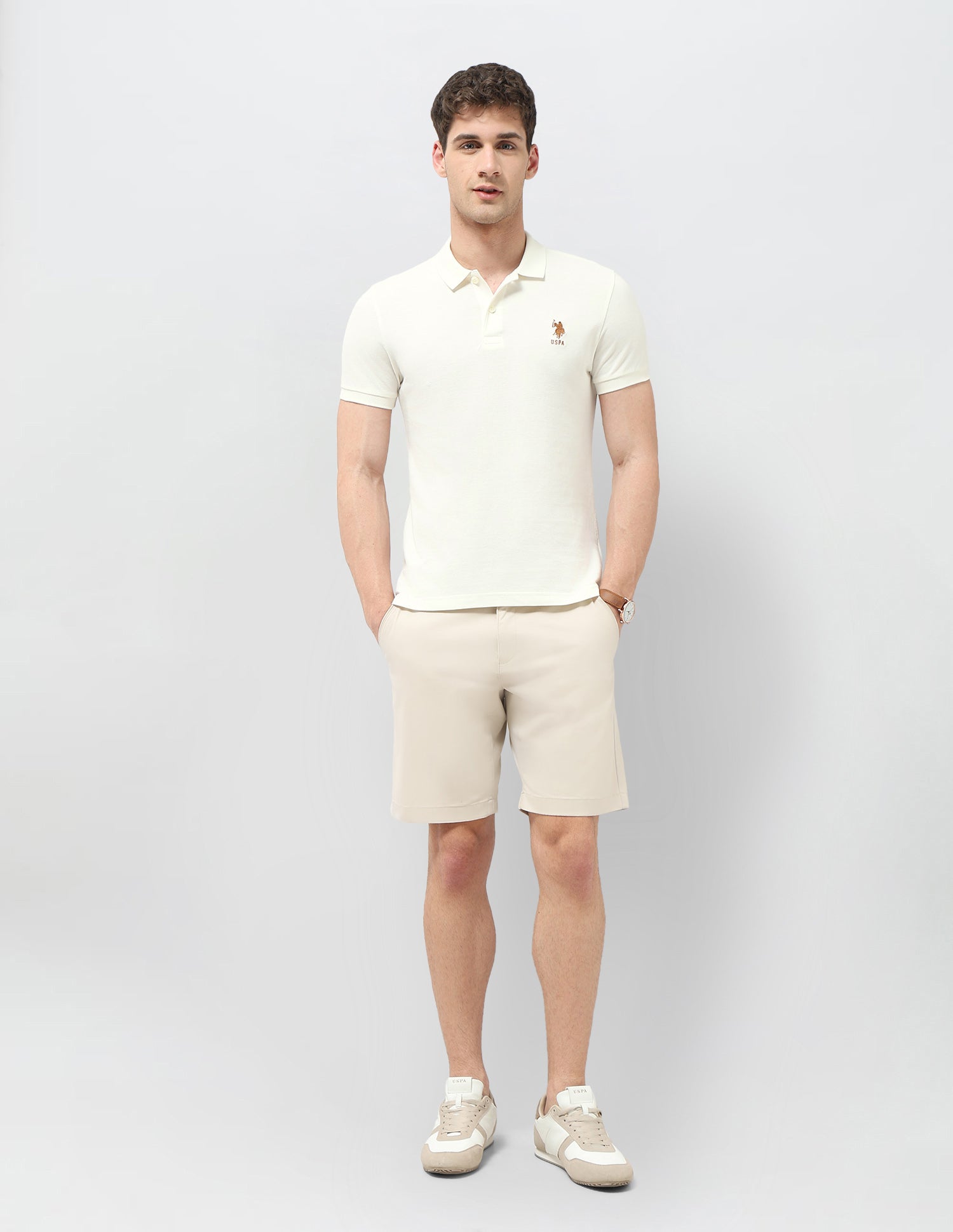 Graphic Brand Printed Regular Fit Polo Shirt Ivory - U.S. POLO ASSN. | Large