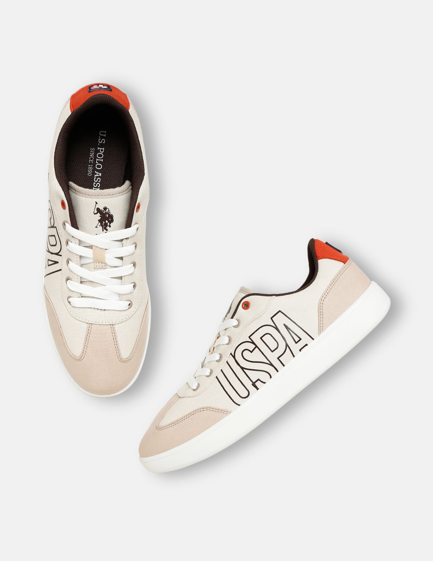 Men Brand Printed Hover Sneakers Beige - U.S. Polo Assn. India | Large