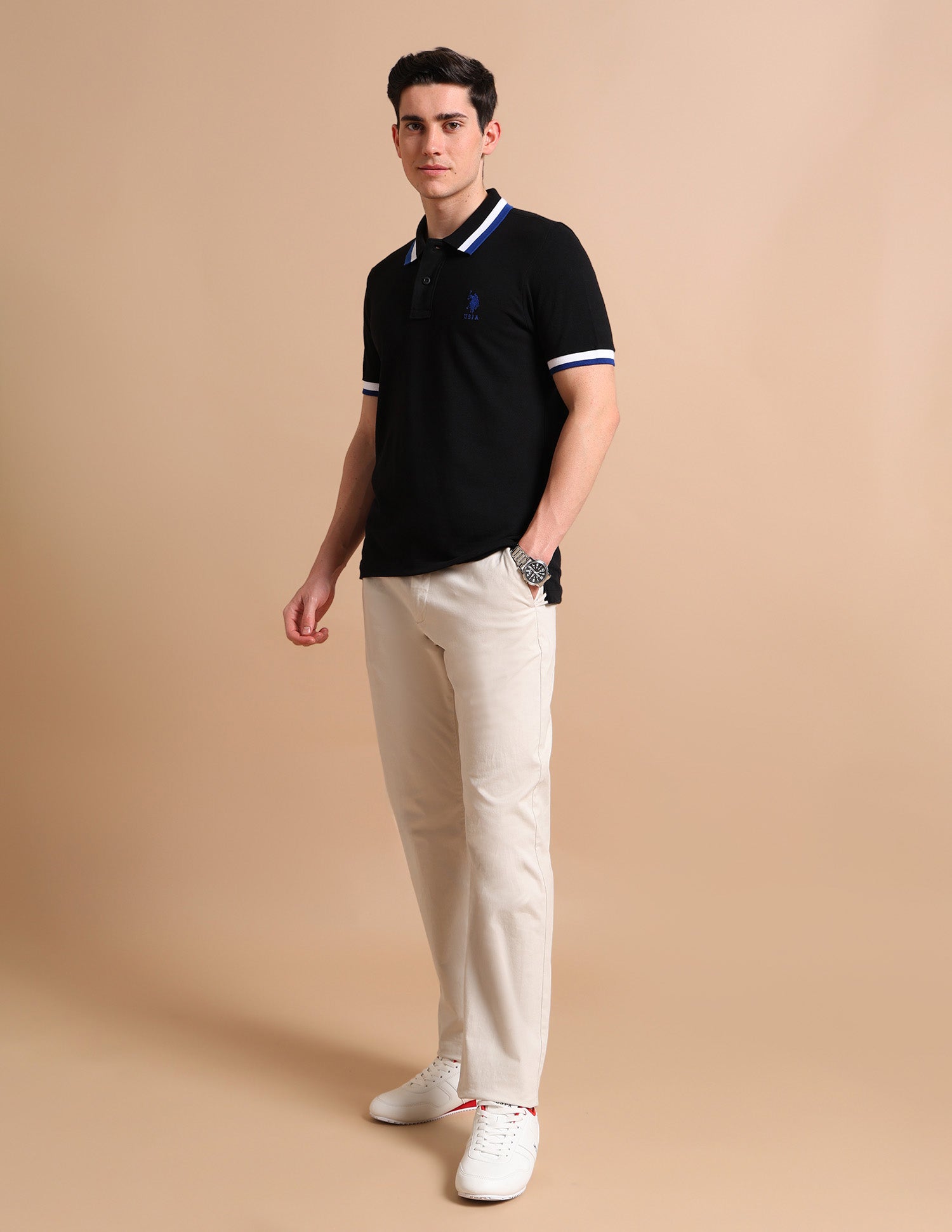 Heritage Tipped Polo Shirt Black - U.S. POLO ASSN. | Large