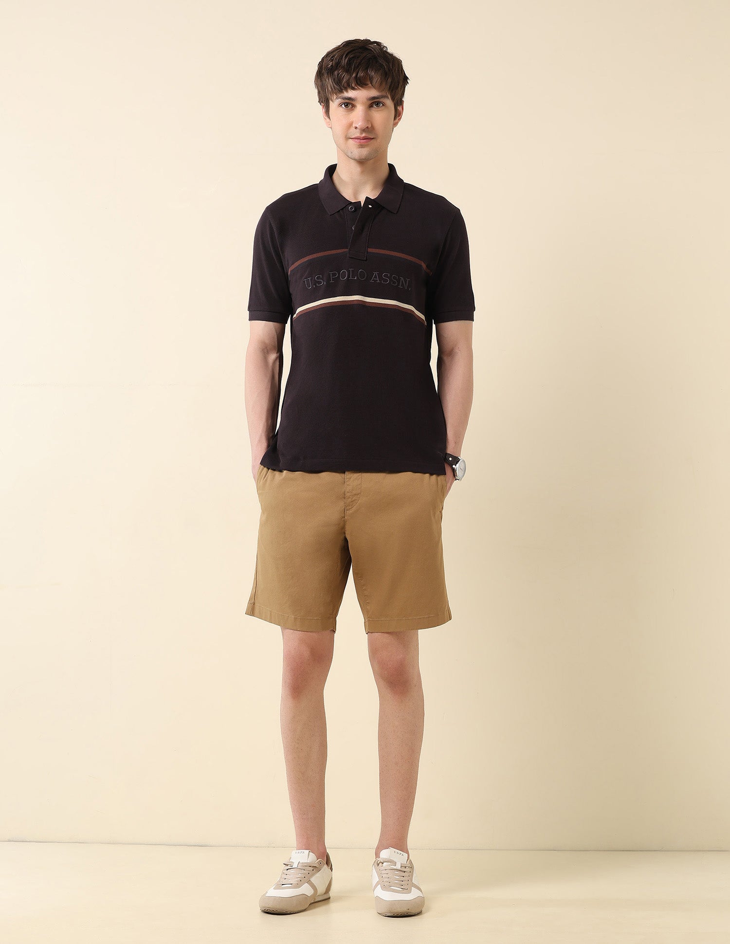 Brand Embroidered Classic Polo Shirt Dark Brown - U.S. POLO ASSN. | Large