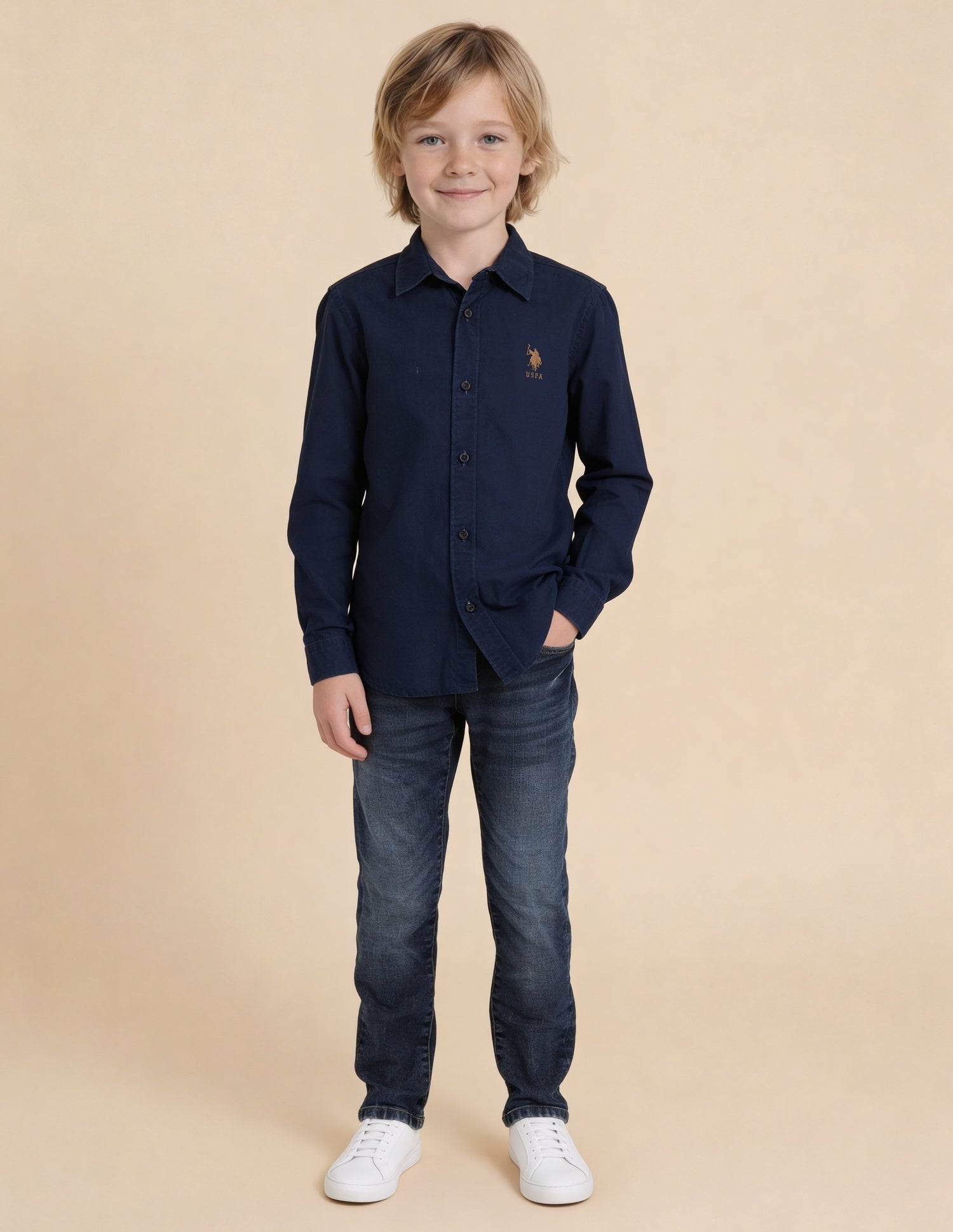 Solid Regular Fit Shirt Indigo - U.S. Polo Assn. India | Large