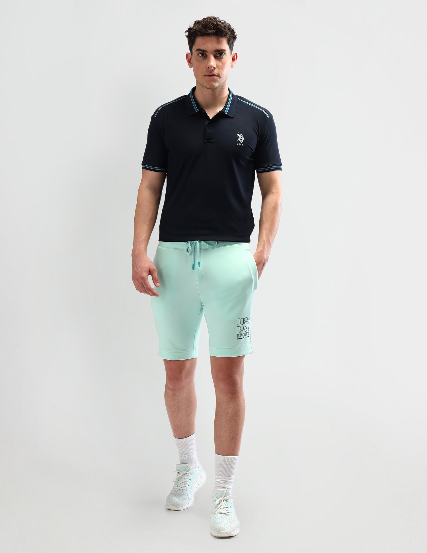 Slim Fit Solid Polo Shirt Navy - U.S. Polo Assn. India | Large