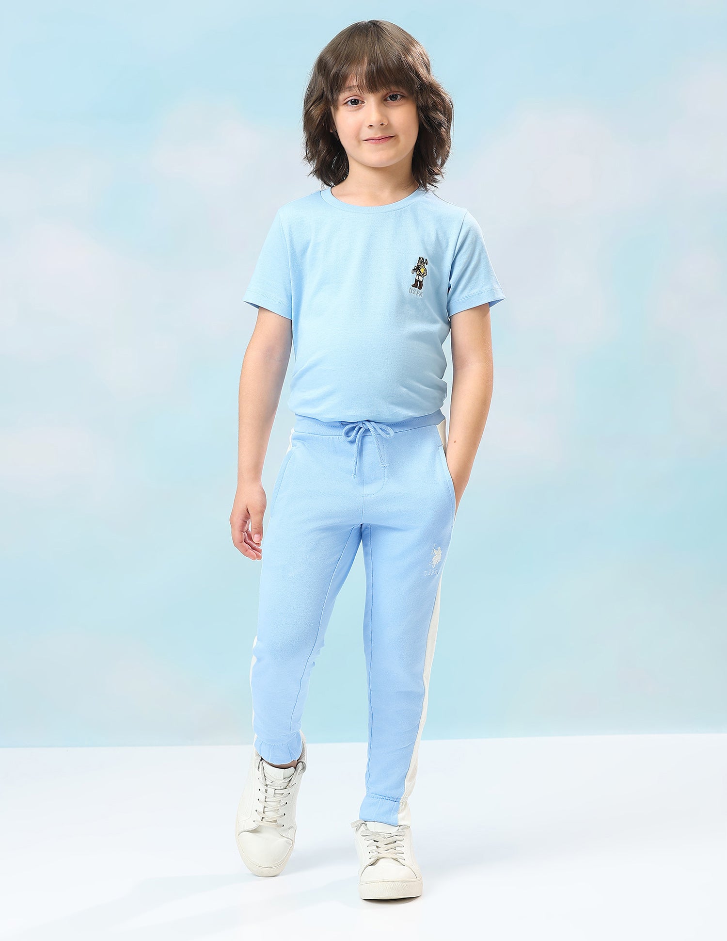 Solid Mid Rise Joggers Blue - U.S. Polo Assn. India | Large