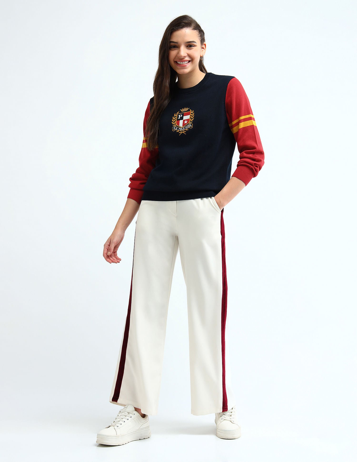 Colour Blocked Regular Fit Sweater Navy - U.S. POLO ASSN. | Large