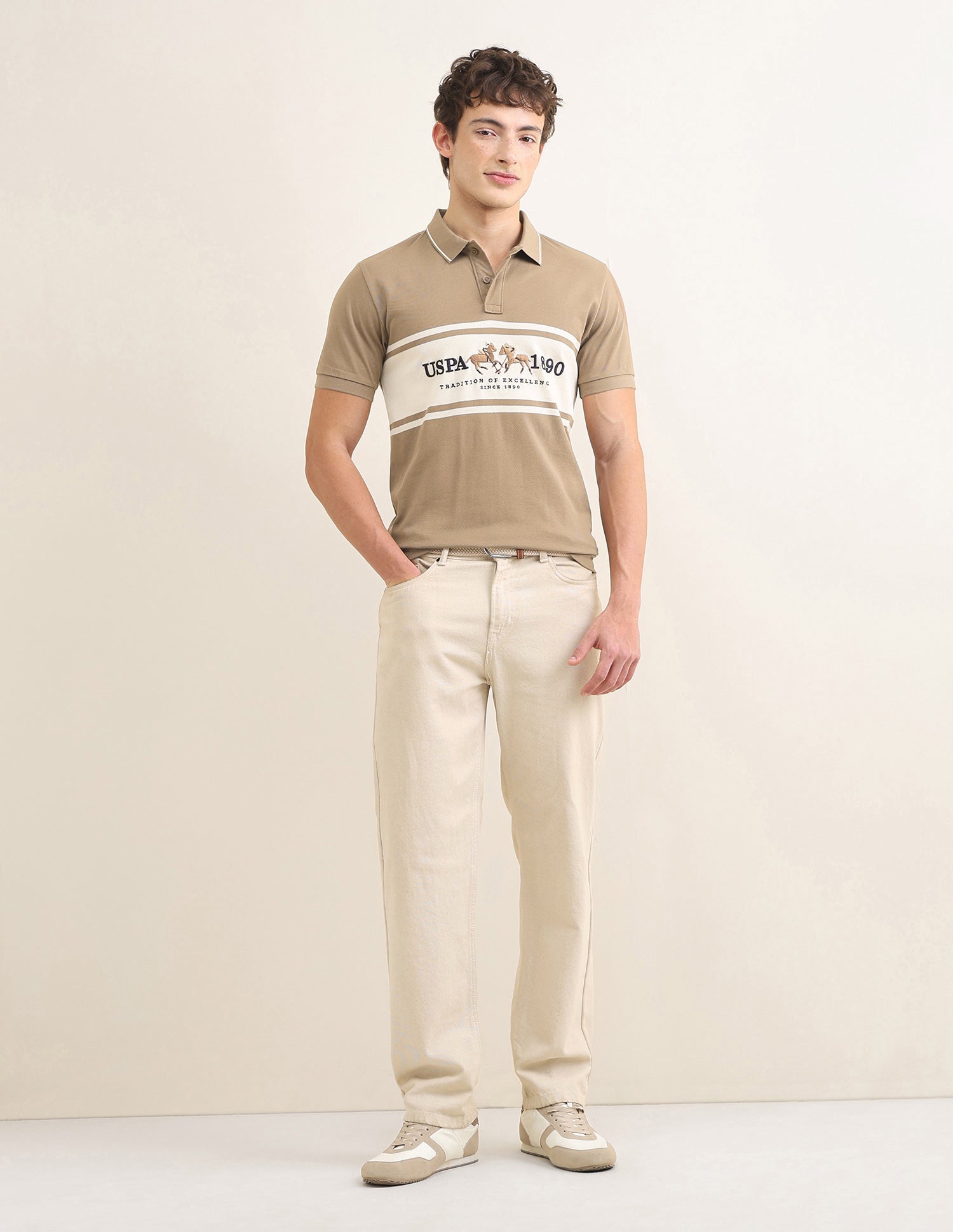 Sotogrande Brand Embroidered Polo Shirt Brown - U.S. Polo Assn. India | Large