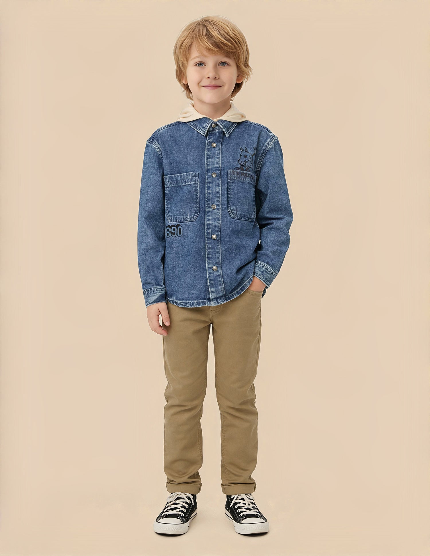 Boys Hooded Graphic Printed Shirt Blue - U.S. Polo Assn. India | Large