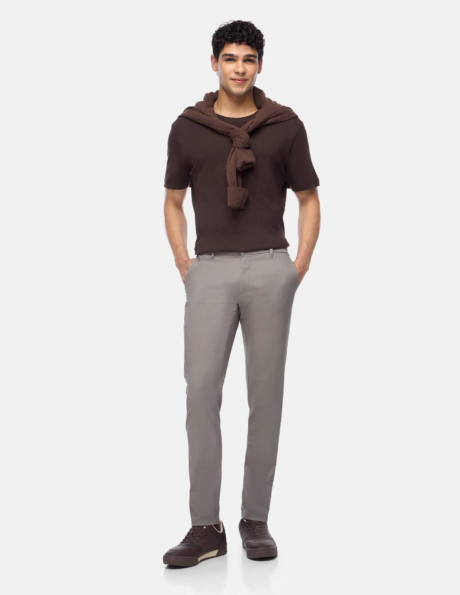 Austin Trim Regular Fit Twill Trousers Taupe Grey - U.S. Polo Assn. India | Large