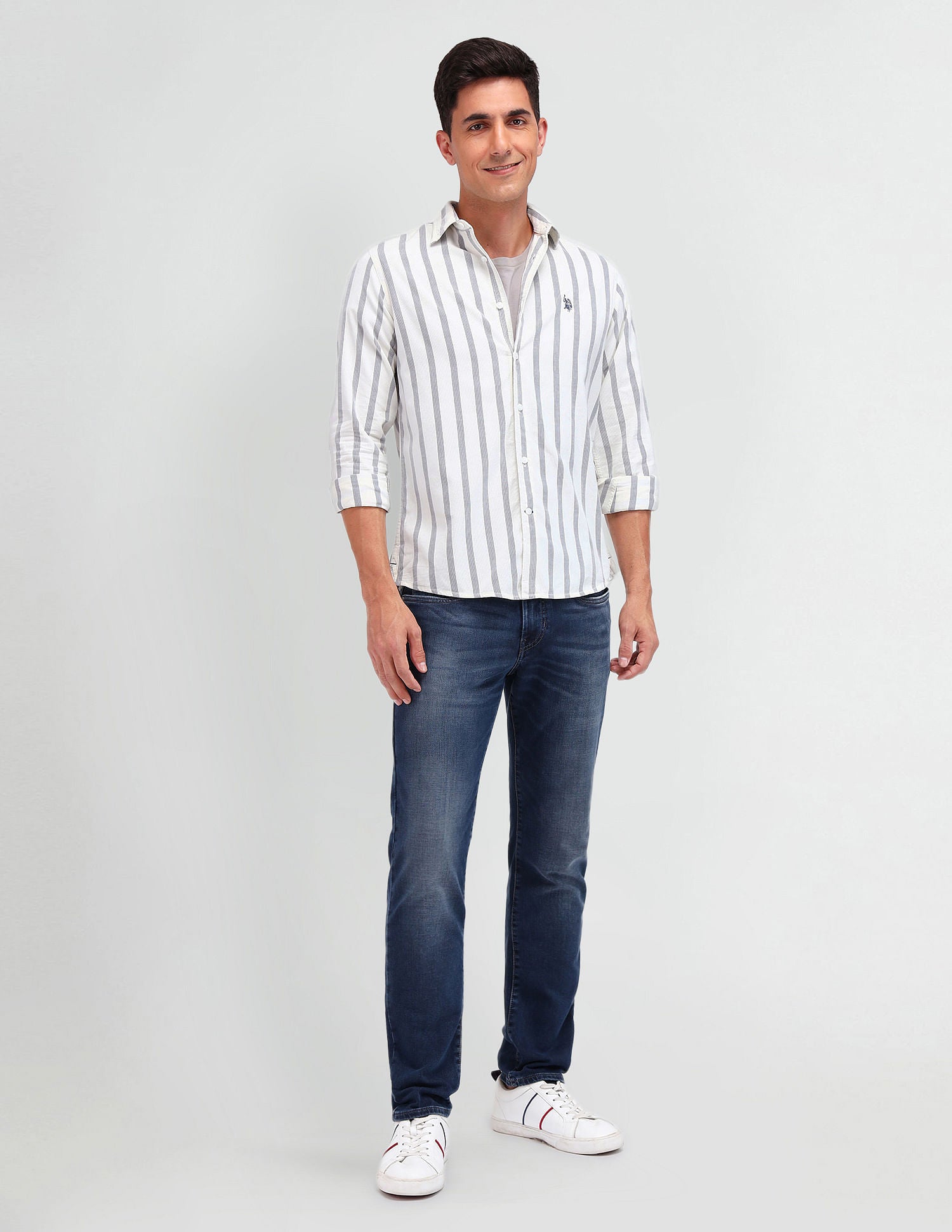 Slim Fit Corduroy Shirt Navy - U.S. Polo Assn. India | Large