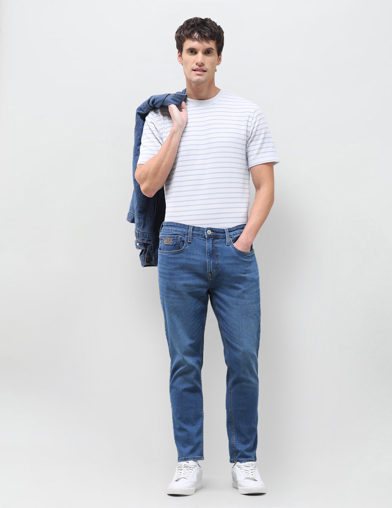 Cole Comfort Cropped Fit Blue Jeans Indigo - U.S. Polo Assn. India | Large