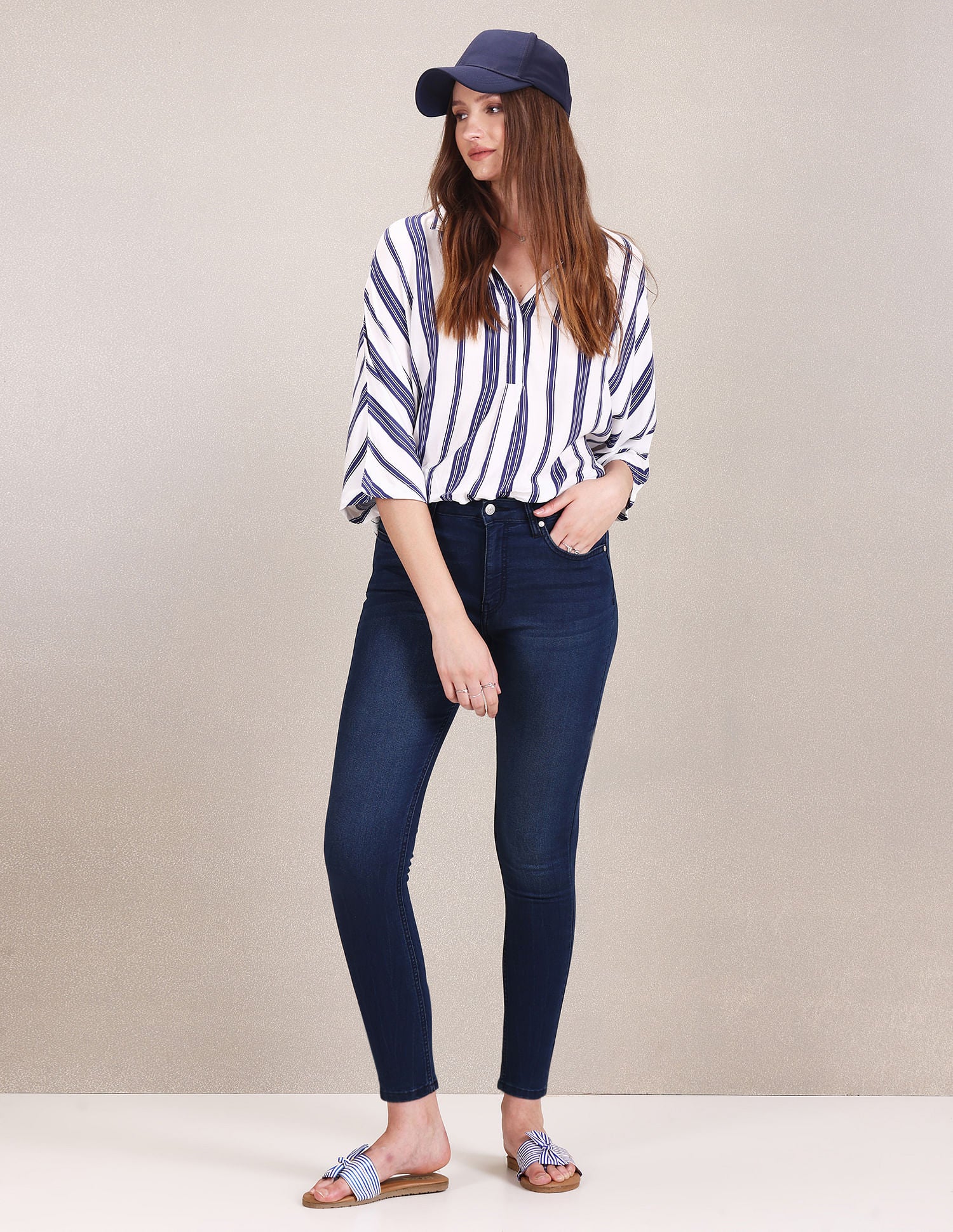 High Rise Stone Wash Jeans Dark Blue - U.S. POLO ASSN. | Large