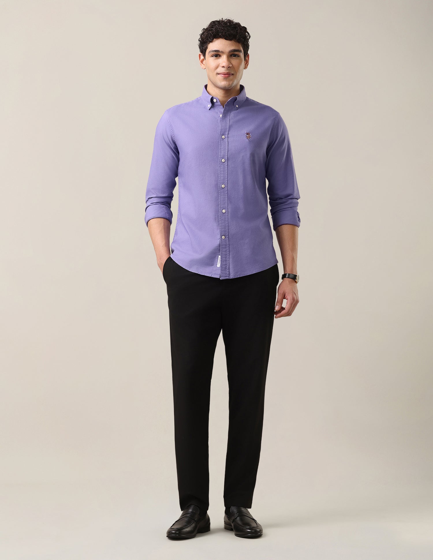 Oxford Tailored Fit Button-Down Collar Shirt Lavender - U.S. Polo Assn. India | Large