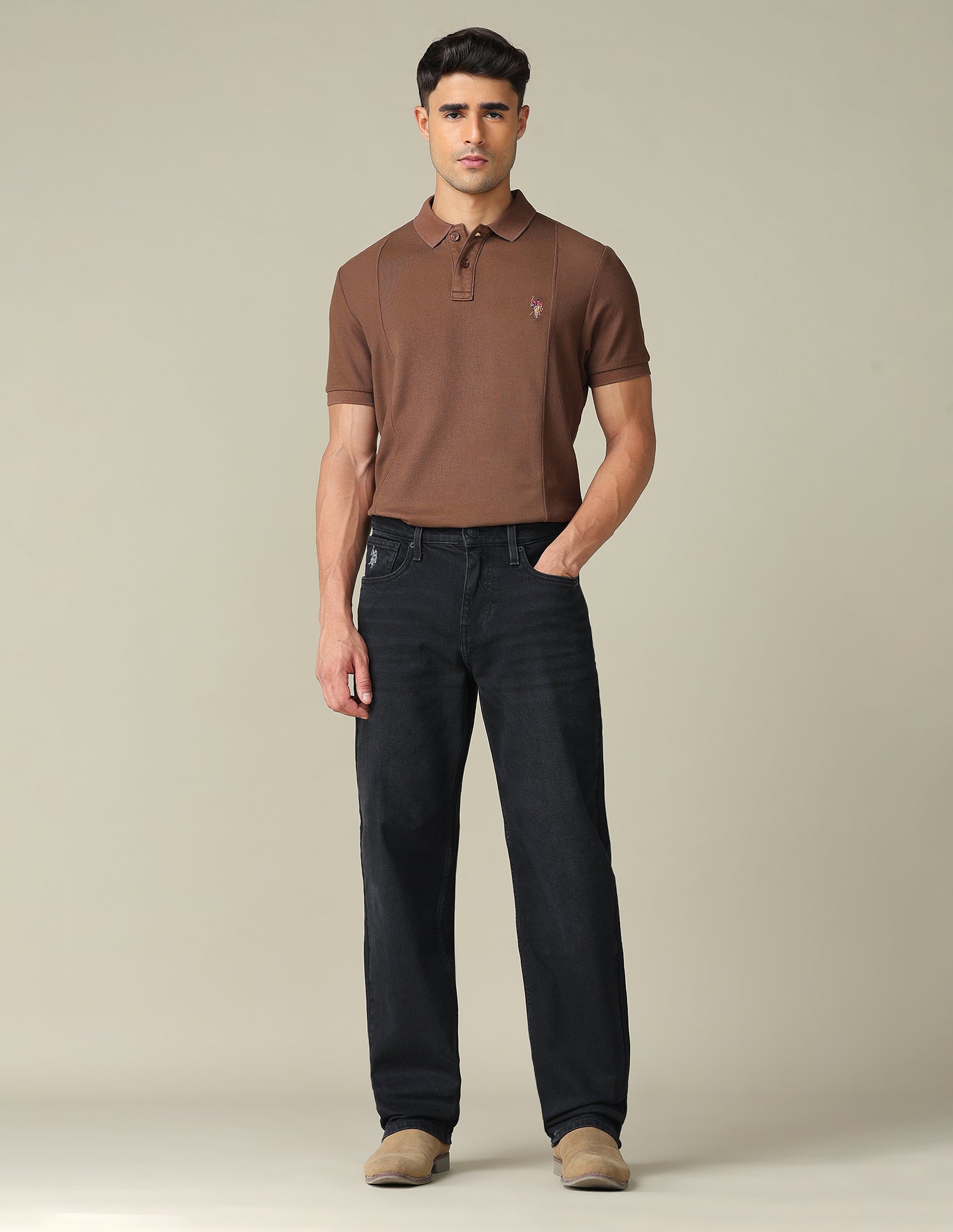 Shawn Relaxed Fit Black Jeans Black - U.S. Polo Assn. India | Large