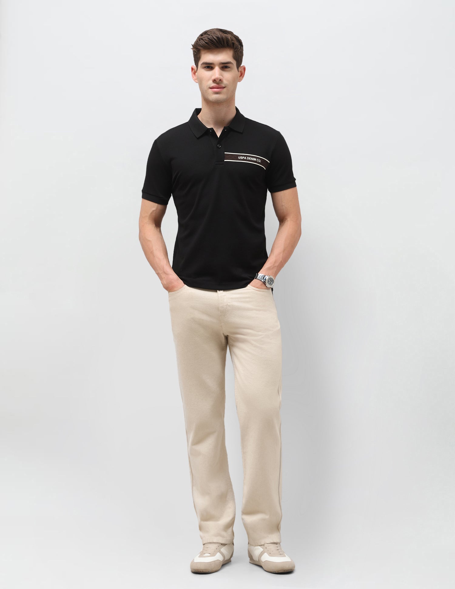 Solid Slim Fit Polo Shirt Black - U.S. Polo Assn. India | Large