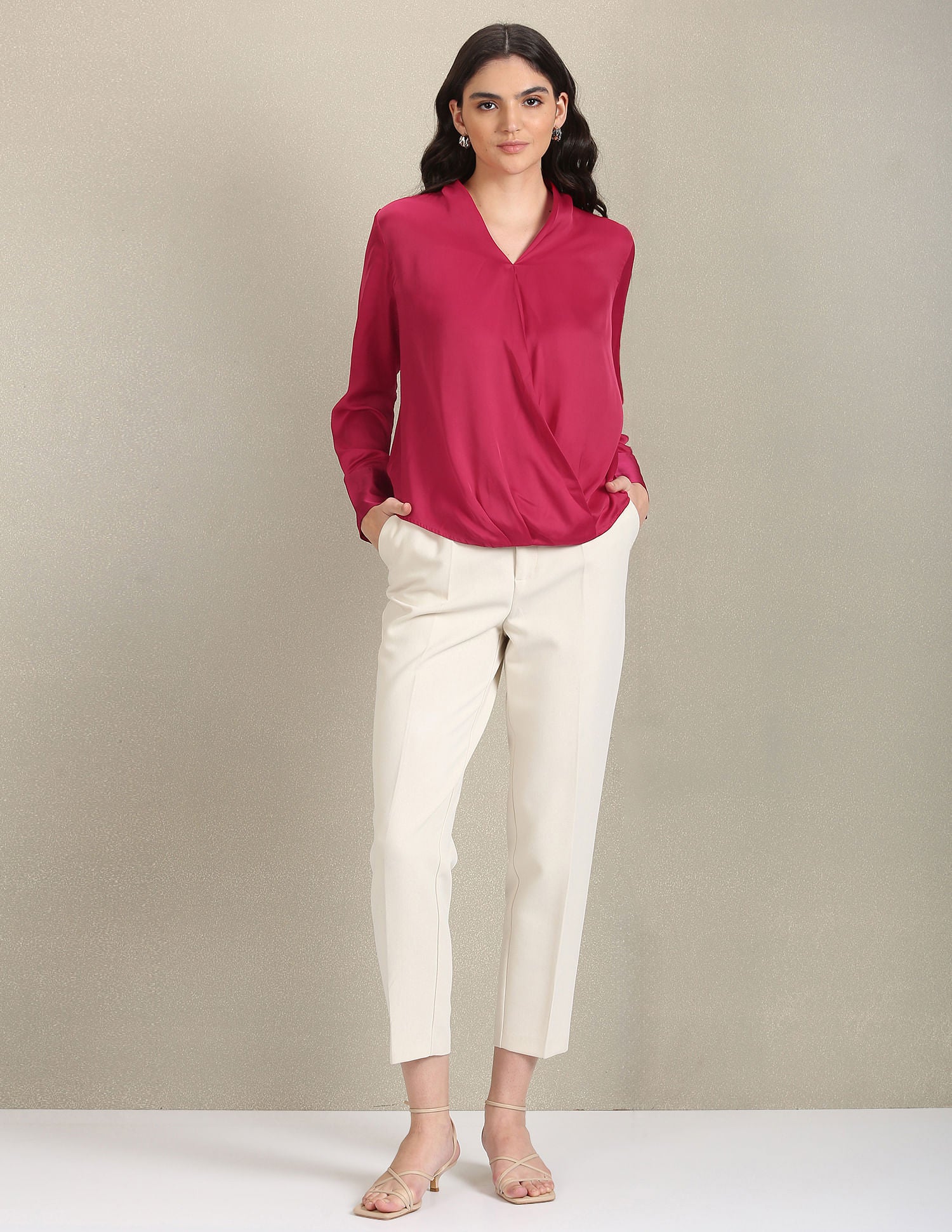 Surplice Neck Solid Top Dark Pink - U.S. POLO ASSN. | Large