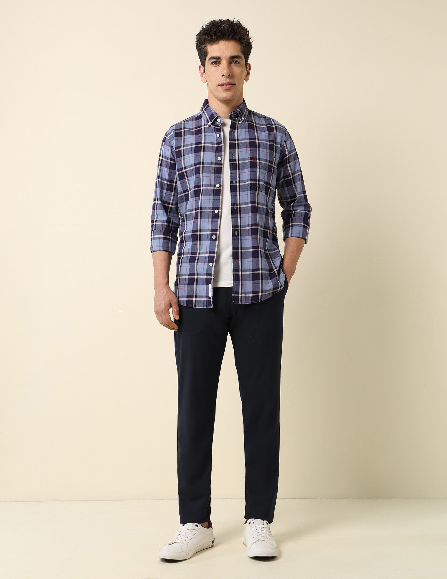 Pure Cotton Tartan Checked Shirt Blue - U.S. POLO ASSN. | Large