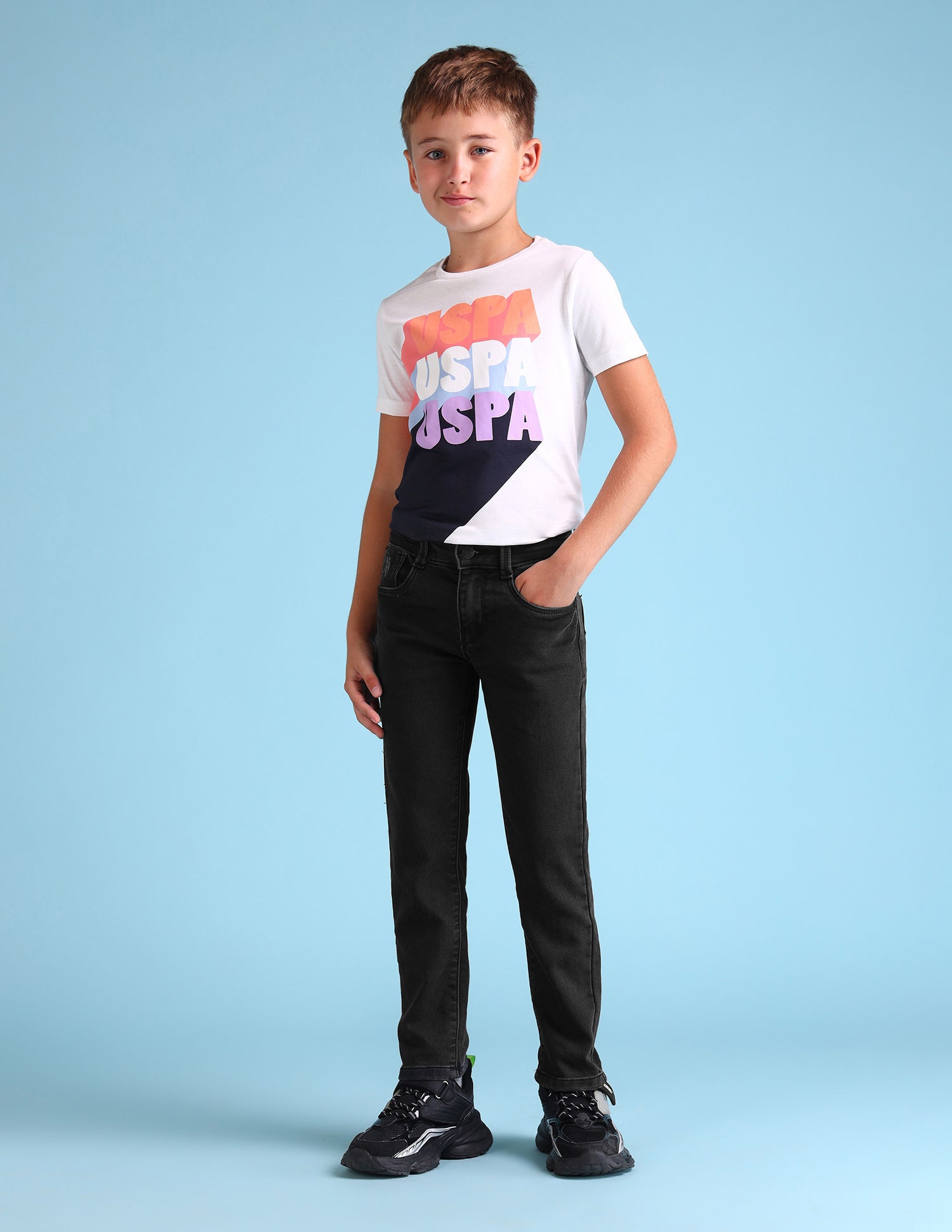 Boys Slim Fit Black Jeans Black - U.S. POLO ASSN. | Large