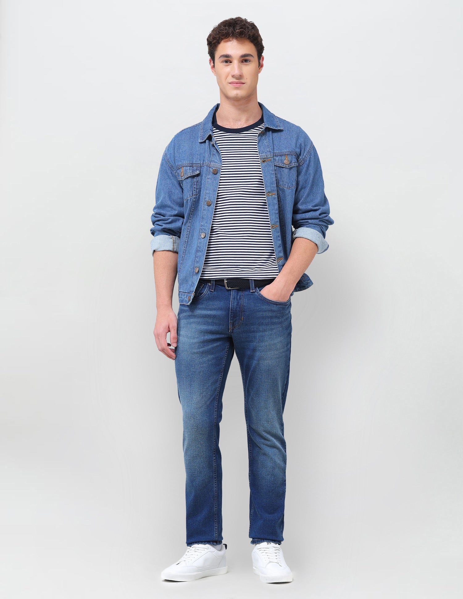 Brandon Slim Tapered Fit Blue Jeans Mid Blue - U.S. Polo Assn. India | Large