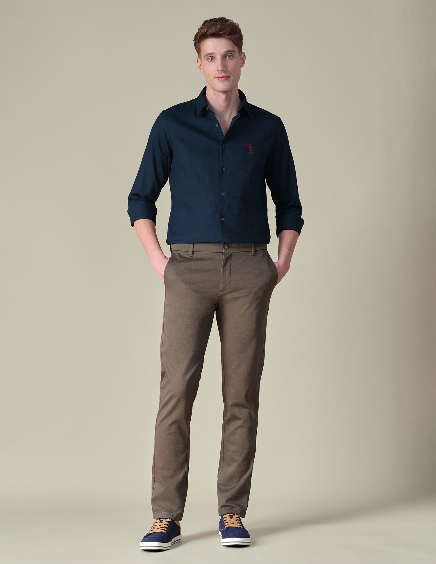 Dobby Textured Shirt Navy - U.S. POLO ASSN. | Large