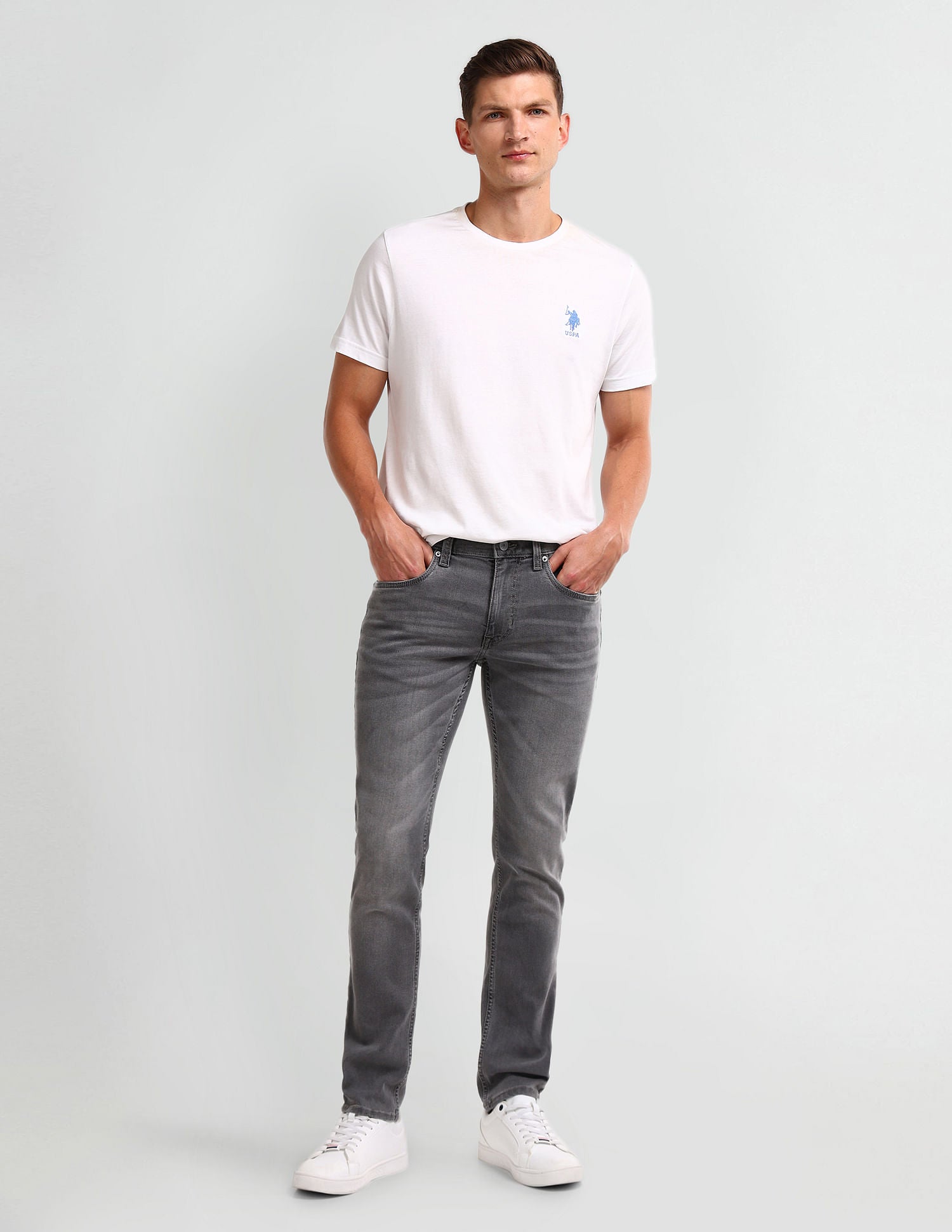 Brandon Slim Tapered Grey Jeans Grey - U.S. Polo Assn. India | Large