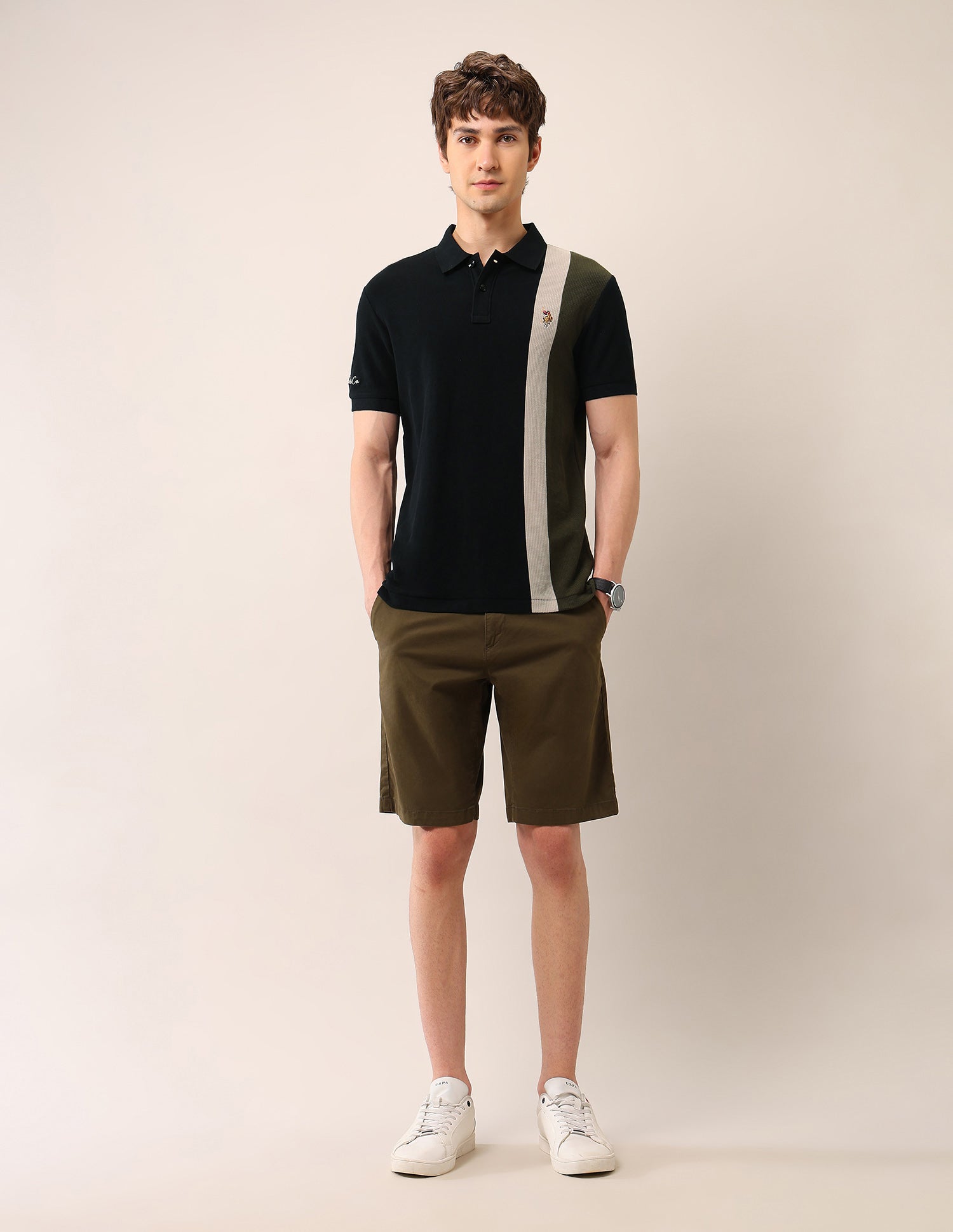 Colourblocked Pure Cotton Polo Shirt Black - U.S. Polo Assn. India | Large