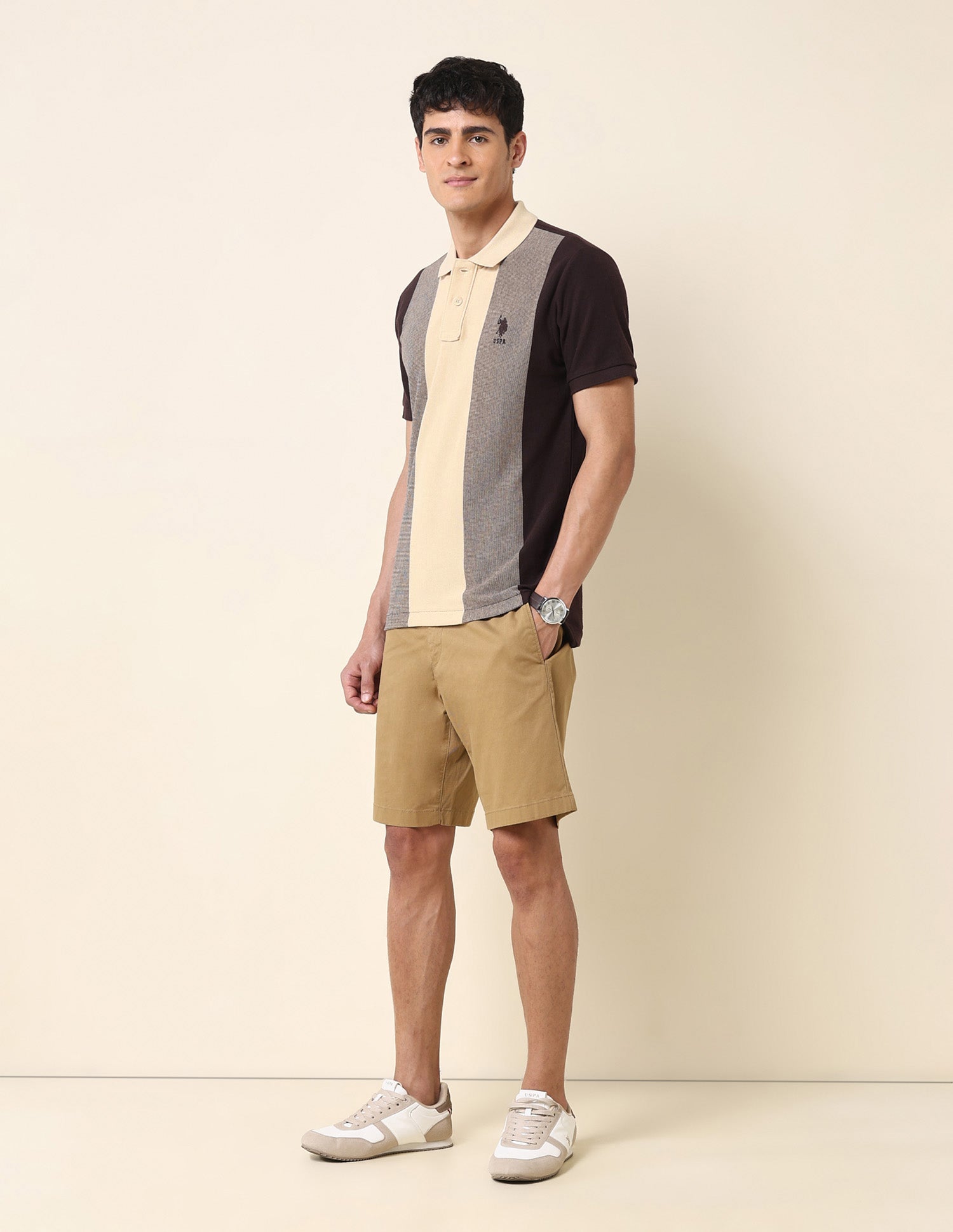 Colourblocked Slim Fit Polo Shirt Dark Brown - U.S. POLO ASSN. | Large