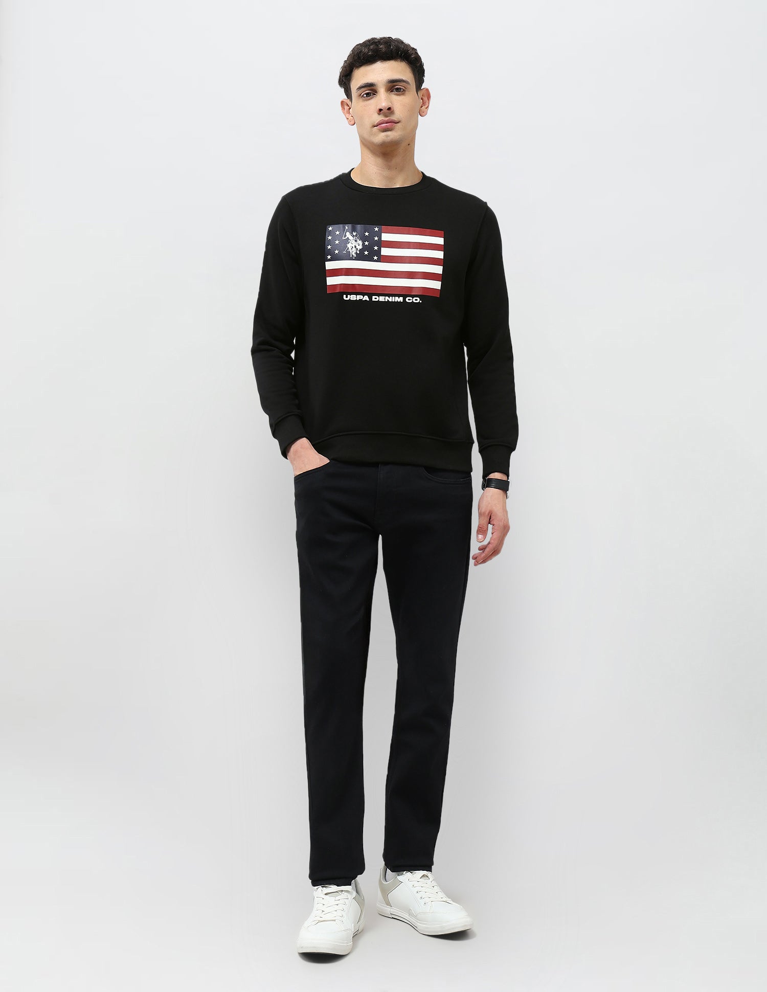 Graphic Printed Regular Fit Sweatshirt Black - U.S. POLO ASSN. | Large