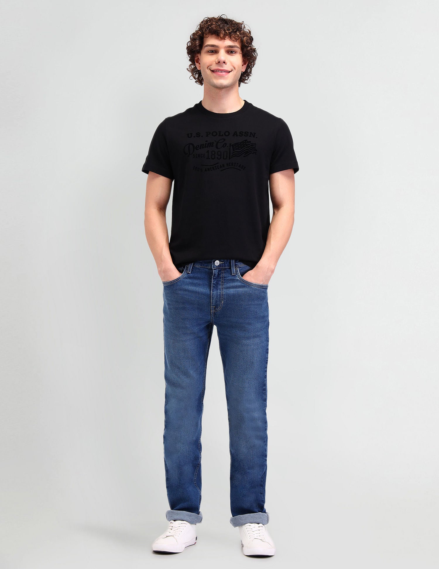 Muscle Fit Brand Print T-Shirt Dark Charcoal - U.S. POLO ASSN. | Large