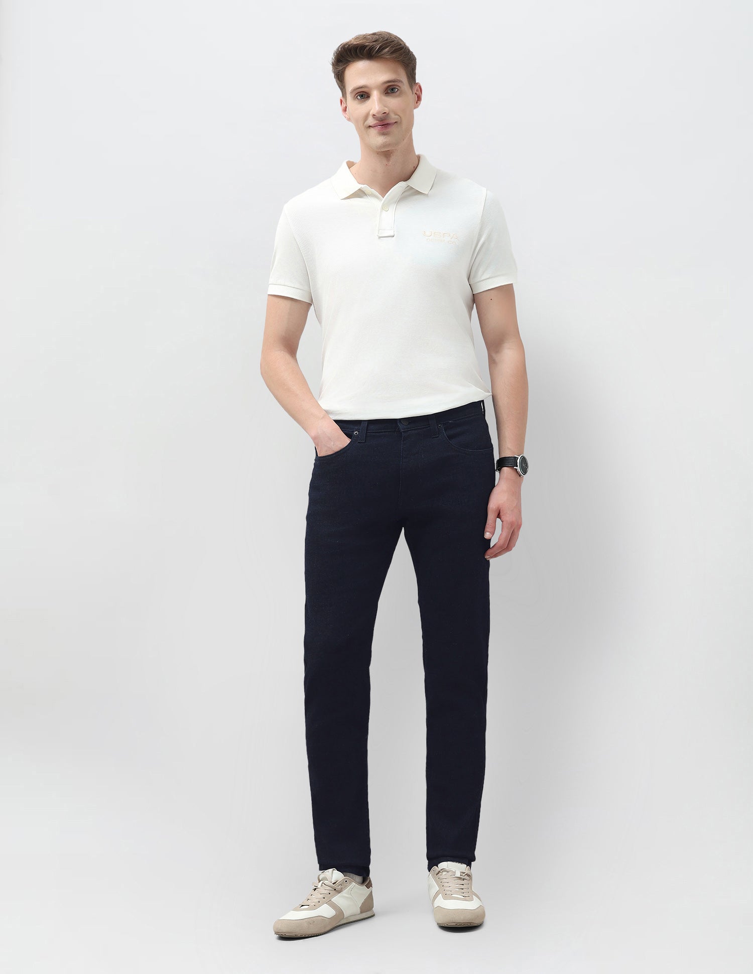 Brandon Slim Tapered Fit Blue Jeans Dark Blue - U.S. Polo Assn. India | Large