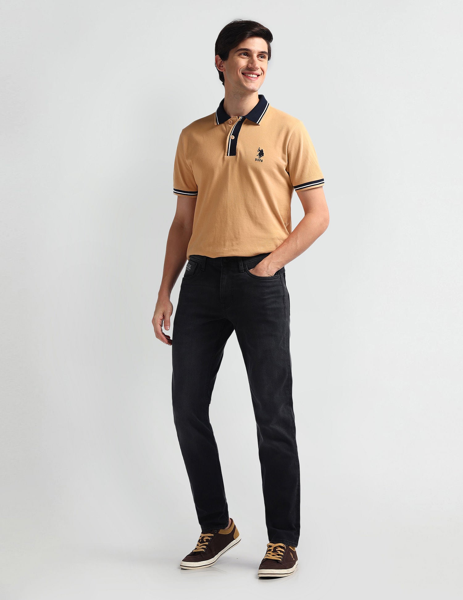 Brandon Slim Tapered Fit Black Jeans Black - U.S. Polo Assn. India | Large