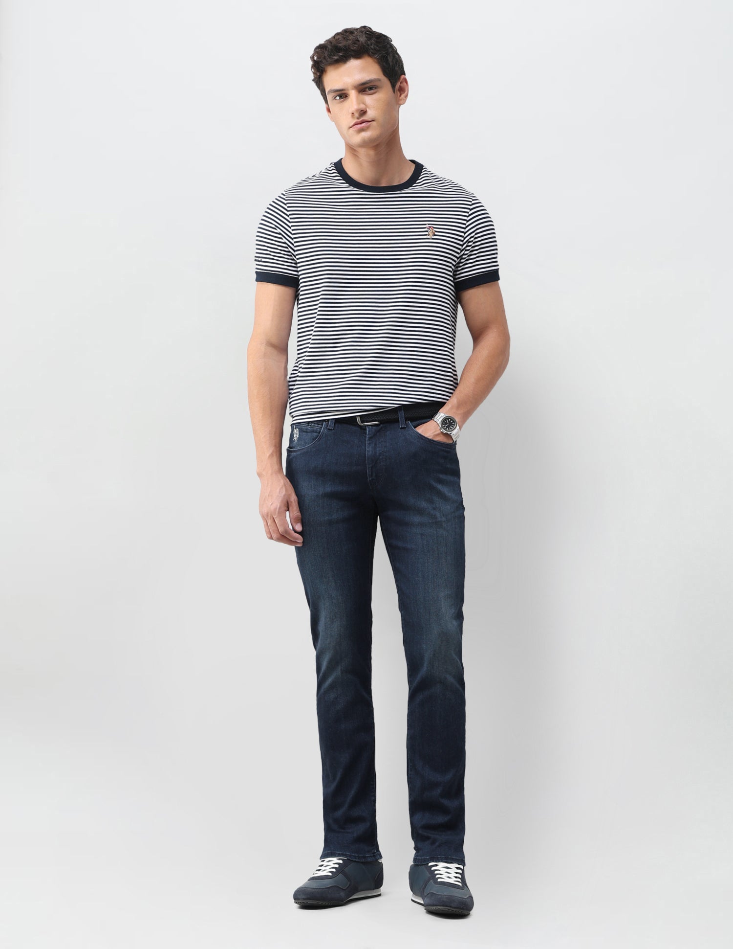 Brandon Slim Tapered Fit Blue Jeans Blue - U.S. Polo Assn. India | Large