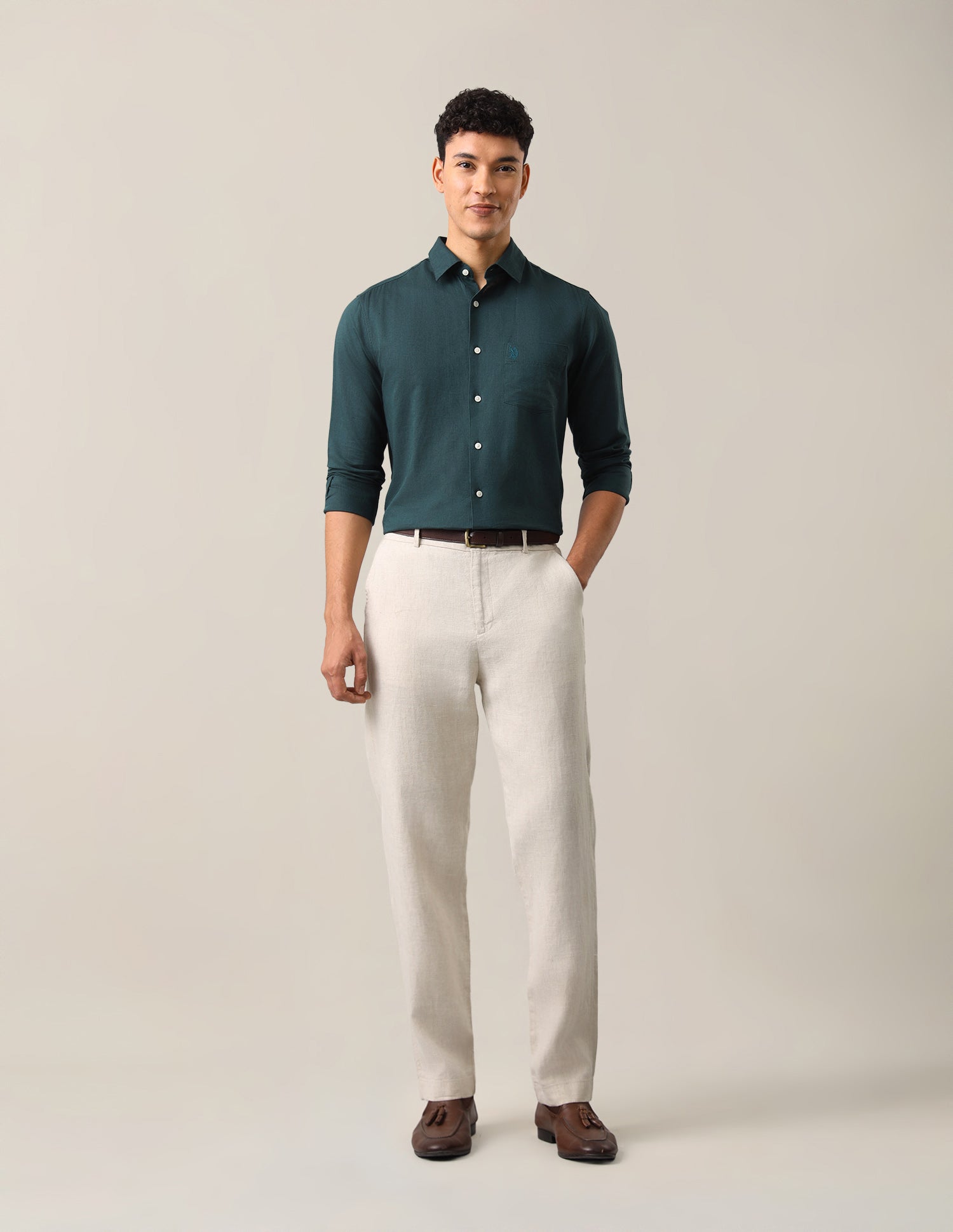 Solid Tailored Fit Shirt Blue - U.S. Polo Assn. India | Large