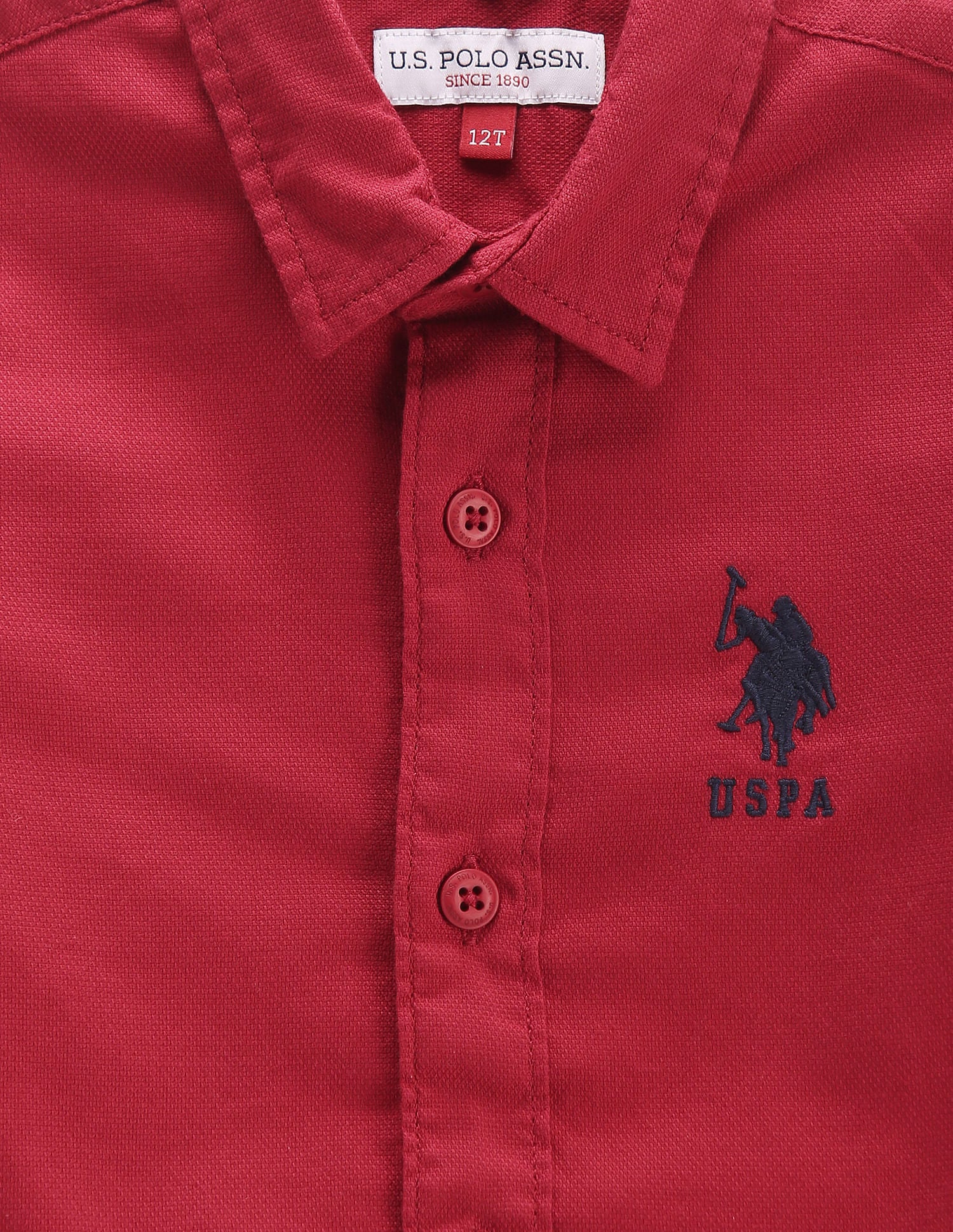 Boys Solid Cutaway Collar Shirt Red - U.S. POLO ASSN. | Large