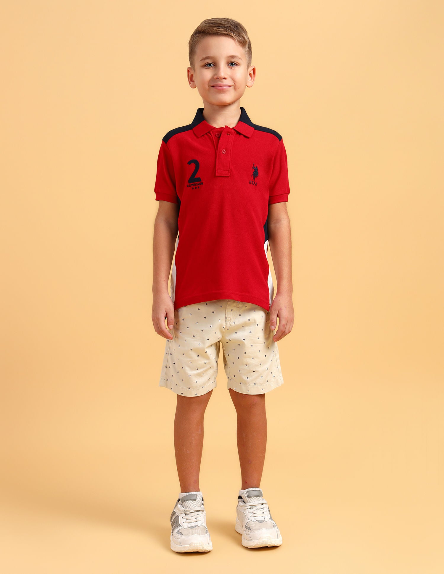 Boys Cotton Printed Polo Shirt Red - U.S. Polo Assn. India | Large