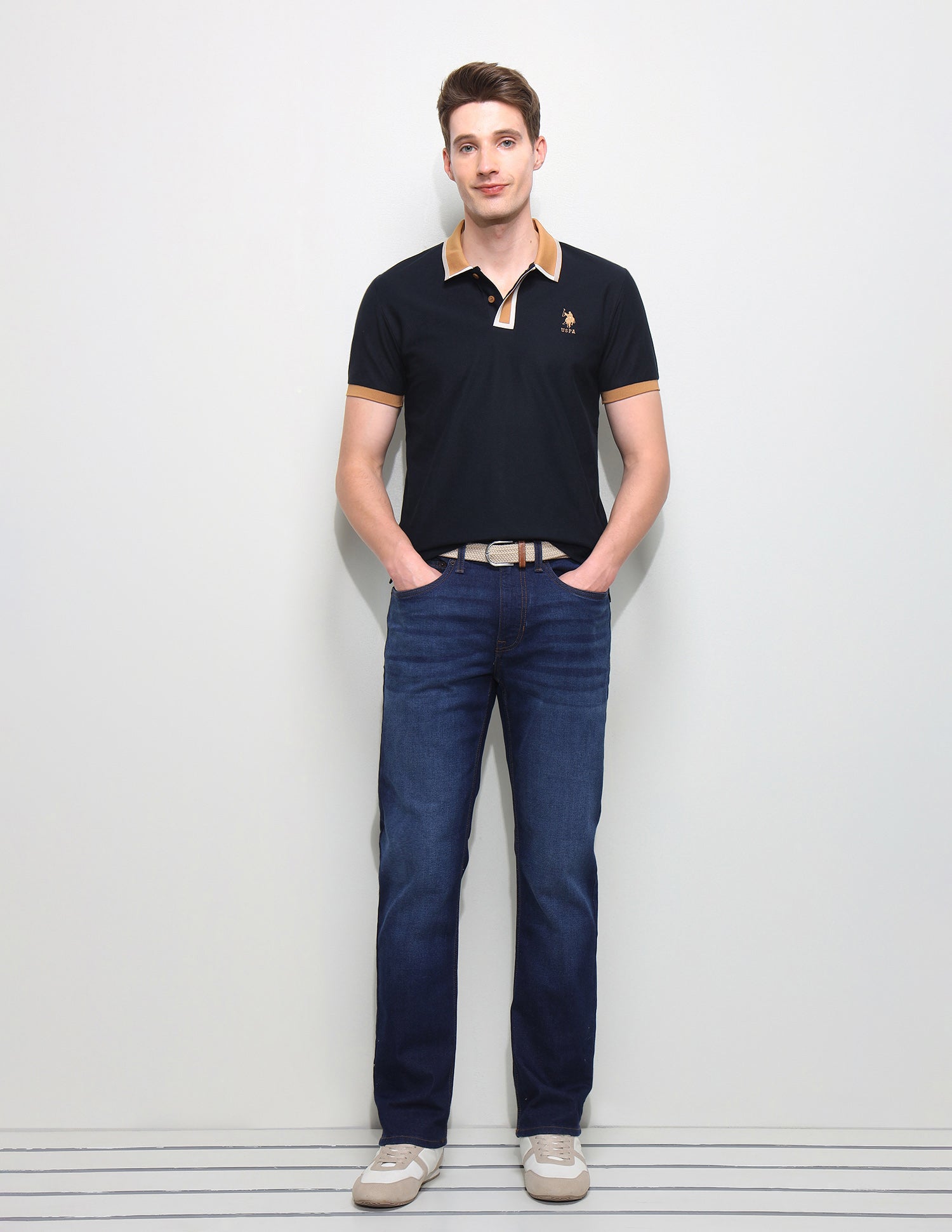 Solid Slim Fit Polo Shirt Navy - U.S. Polo Assn. India | Large
