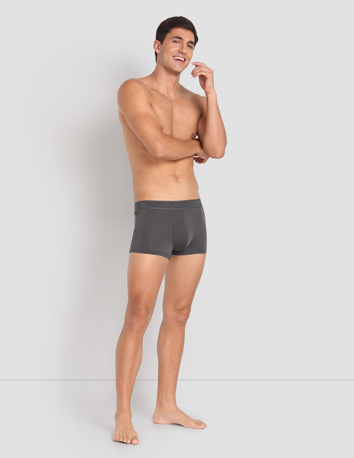 Nylon Stretch Moisture Wicking AT001 Active Trunks - Pack Of 1 Dark Grey - U.S. POLO ASSN. | Large