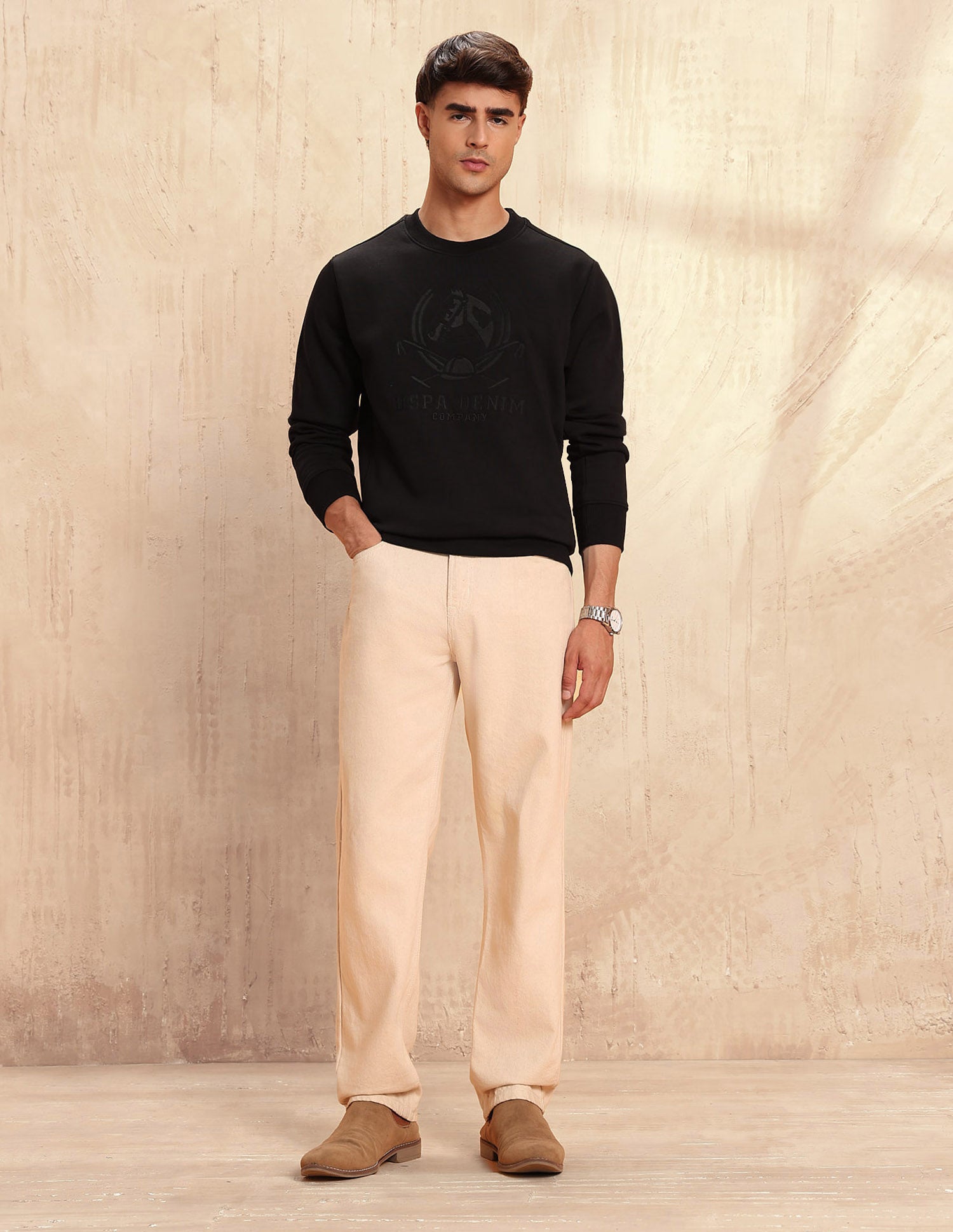 Brand Embroidered Legend Of Horseshoe Sweatshirt Black - U.S. POLO ASSN. | Large