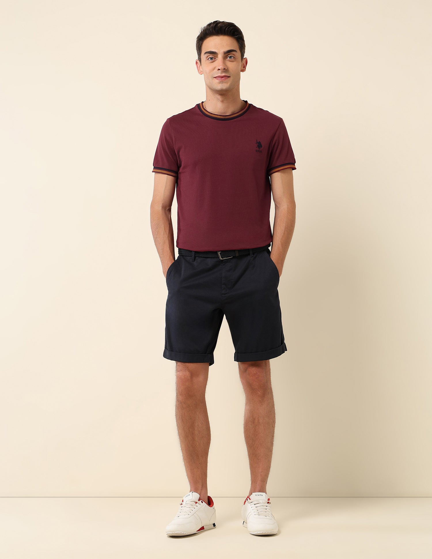 Solid Slim Fit T- Shirt Maroon - U.S. Polo Assn. India | Large