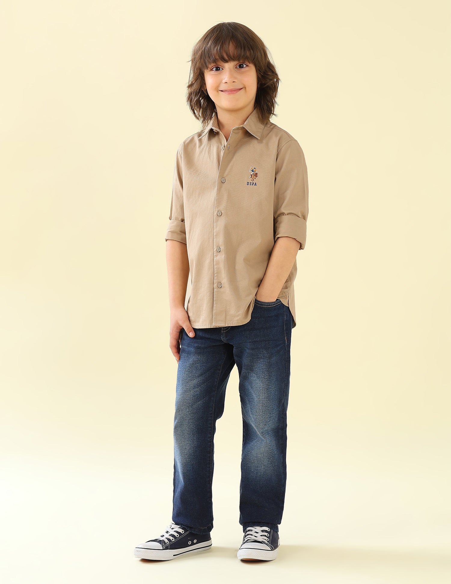 Twill Graphic Brand Printed Shirt Khaki - U.S. Polo Assn. India | Large