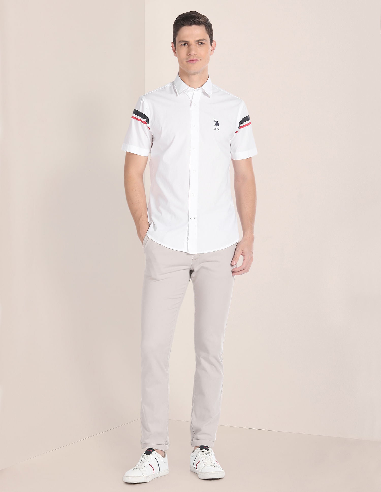Short Sleeve Horizontal Stripe Shirt White - U.S. POLO ASSN. | Large