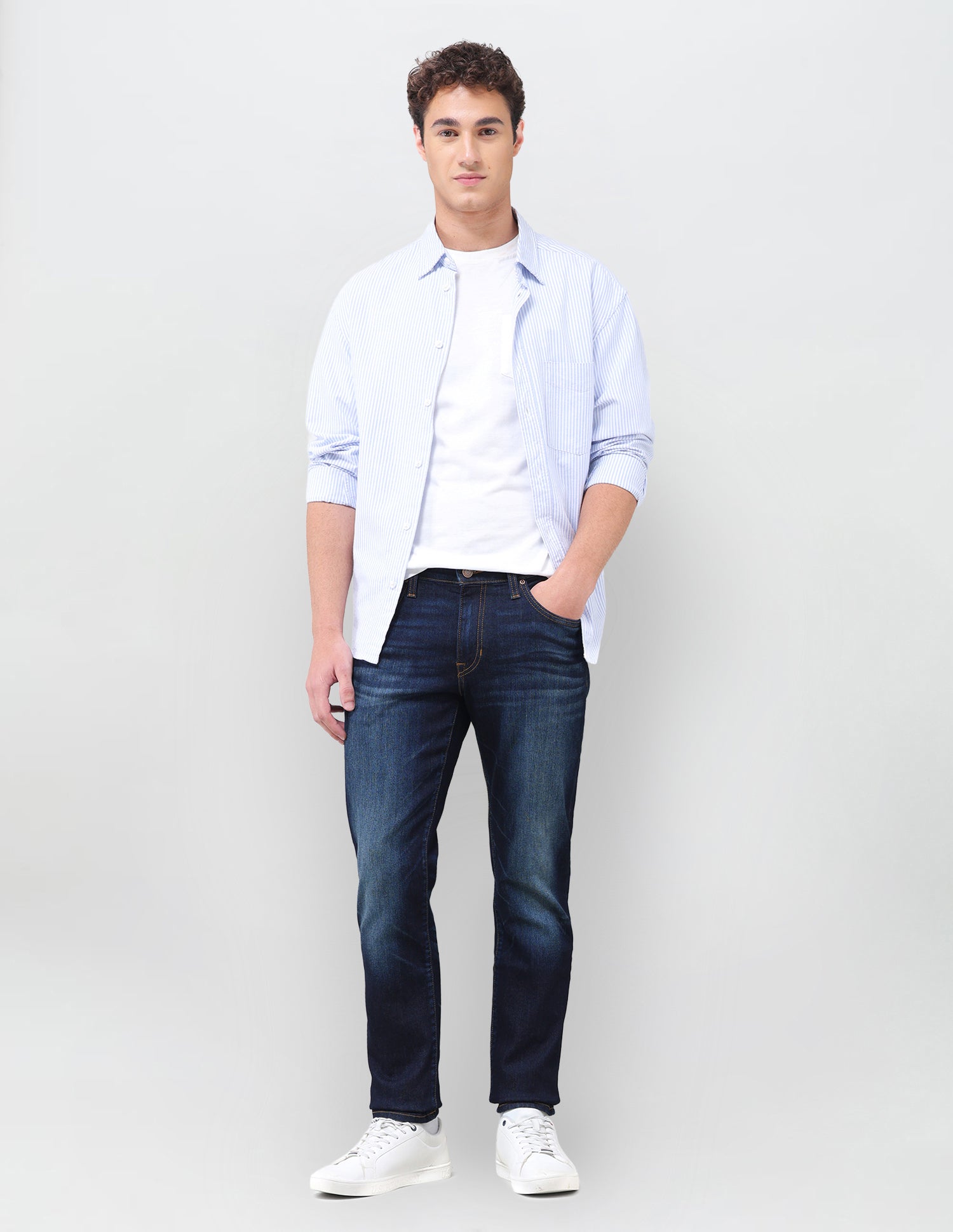 Brandon Slim Tapered Fit Blue Jeans Dark Blue - U.S. Polo Assn. India | Large