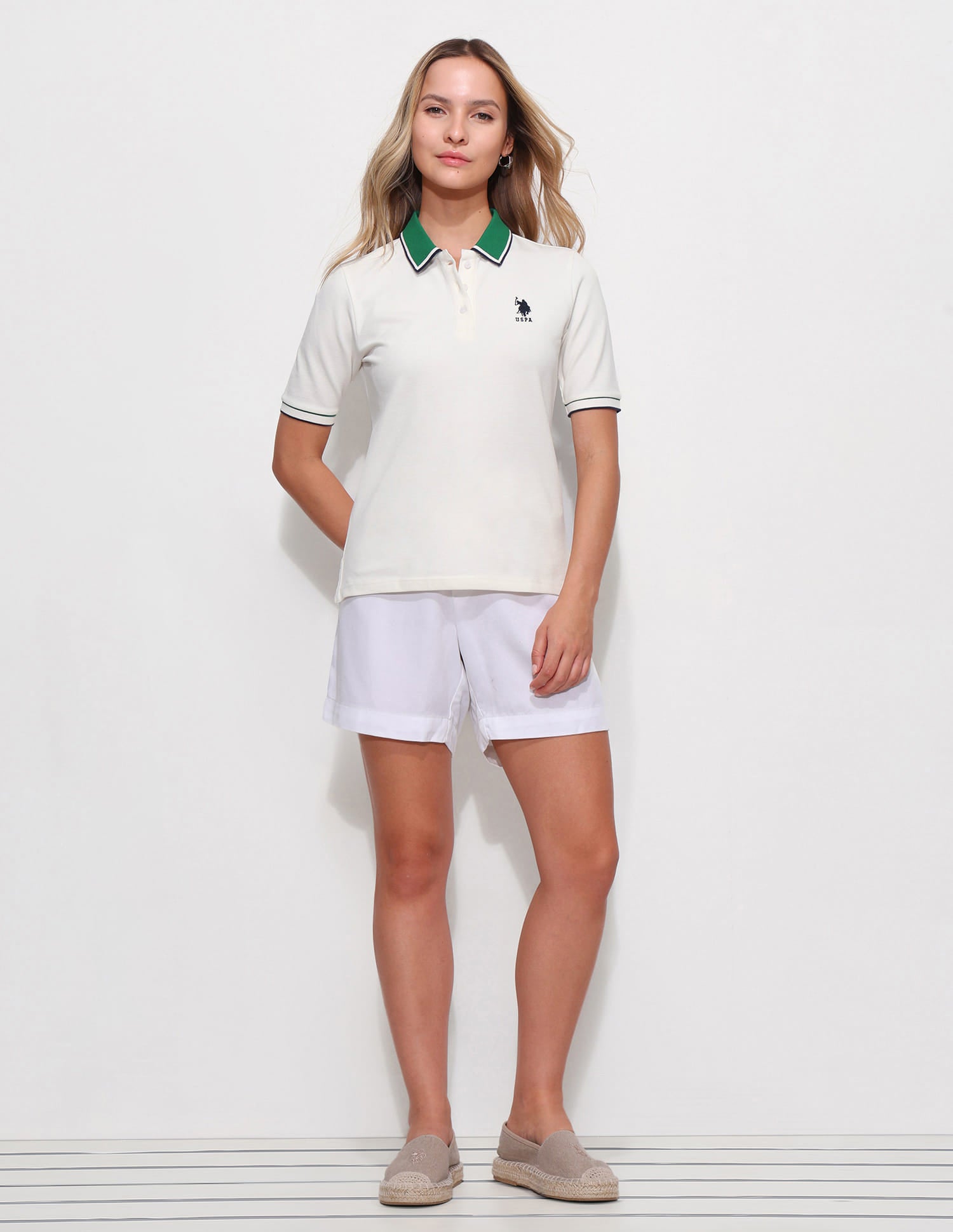 Regular Fit Contrast Collar Polo Shirt White - U.S. Polo Assn. India | Large