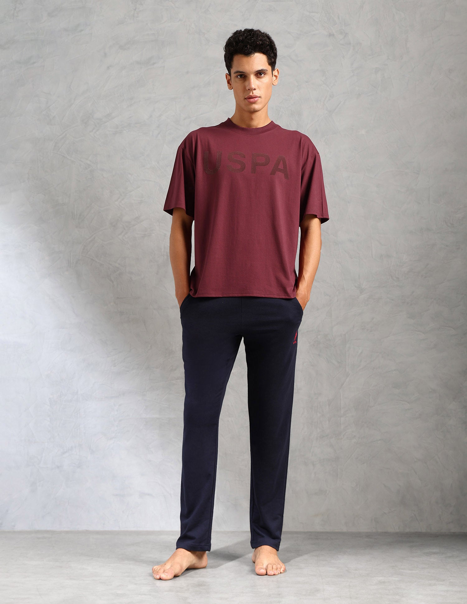 Brand Printed Comfort Fit OEE09 Lounge T-Shirt - Pack Of 1 Oxblood Red - U.S. POLO ASSN. | Large