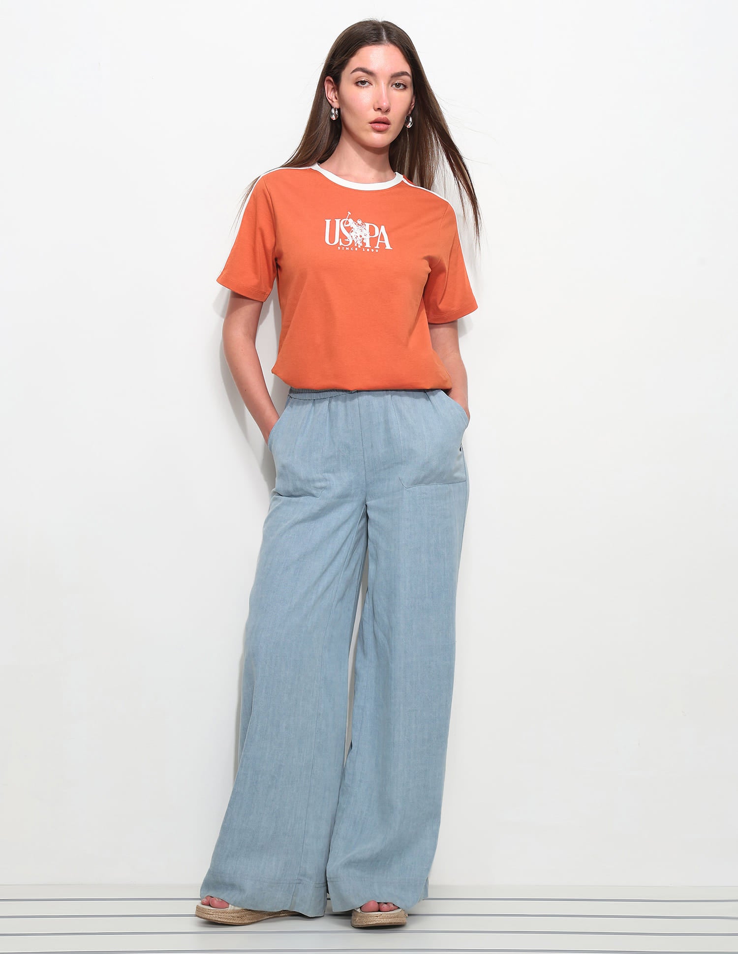 Boxy Fit Brand Printed T-Shirt Orange - U.S. Polo Assn. India | Large