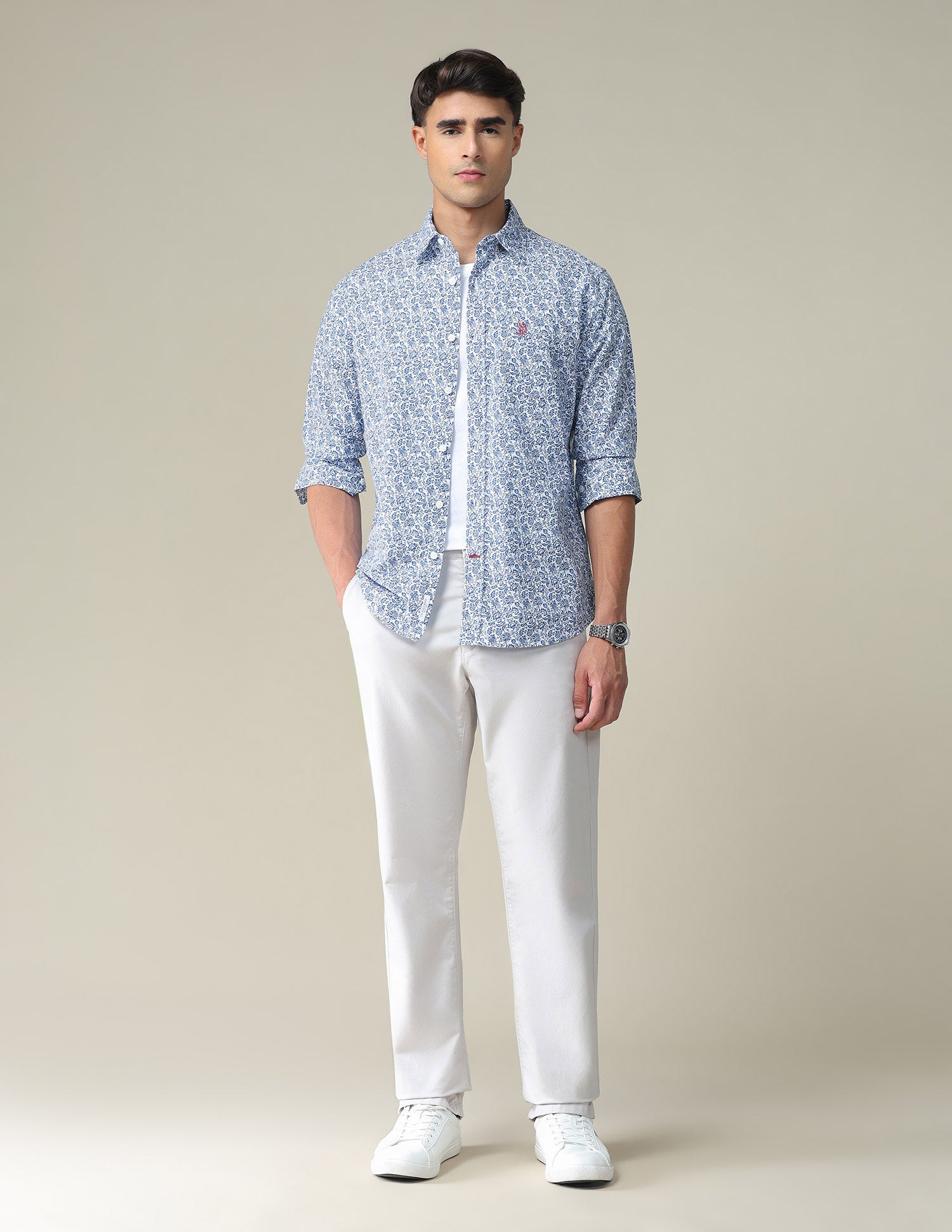 Floral Tailored Shirt Blue - U.S. POLO ASSN. | Large