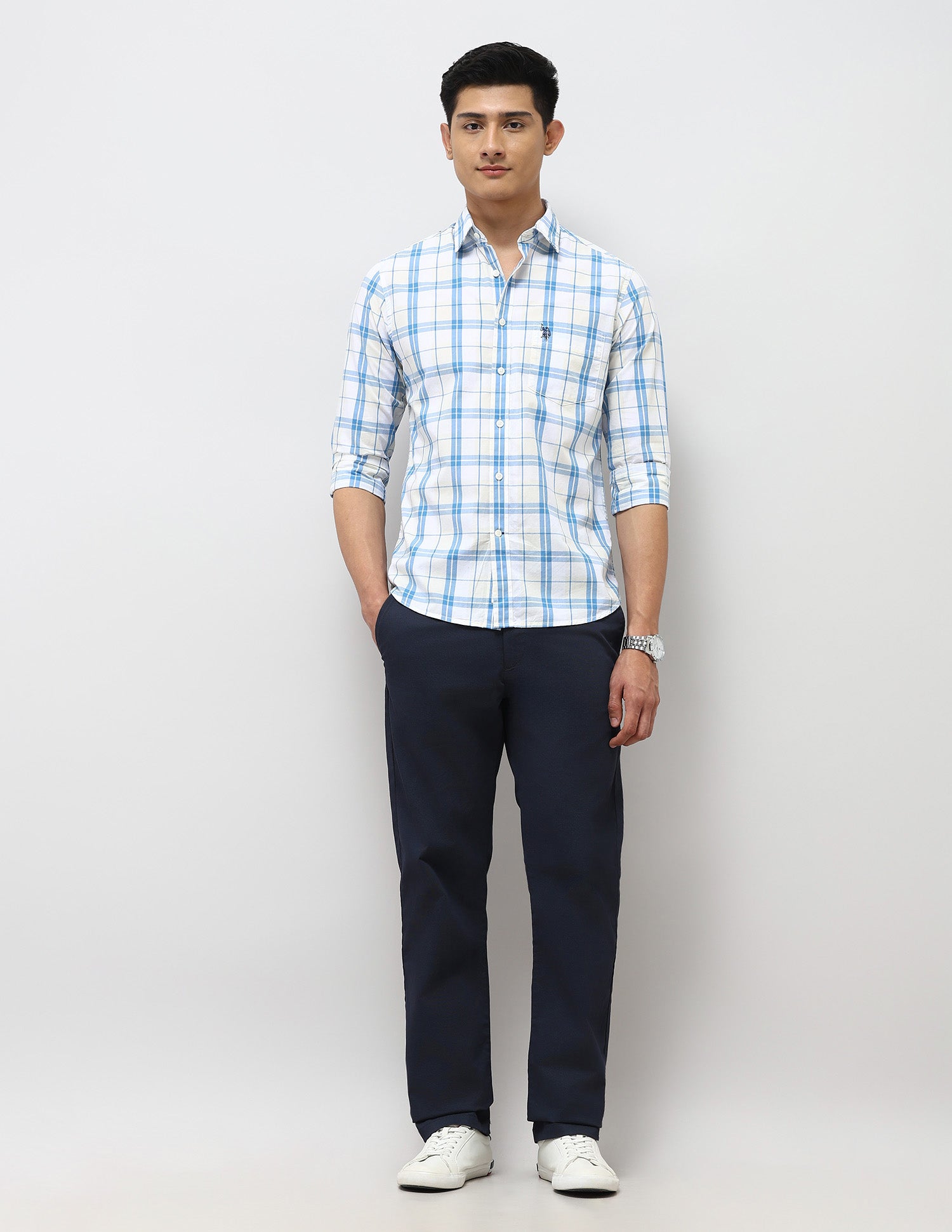 Pure Cotton Tailored Fit Shirt Beige - U.S. Polo Assn. India | Large