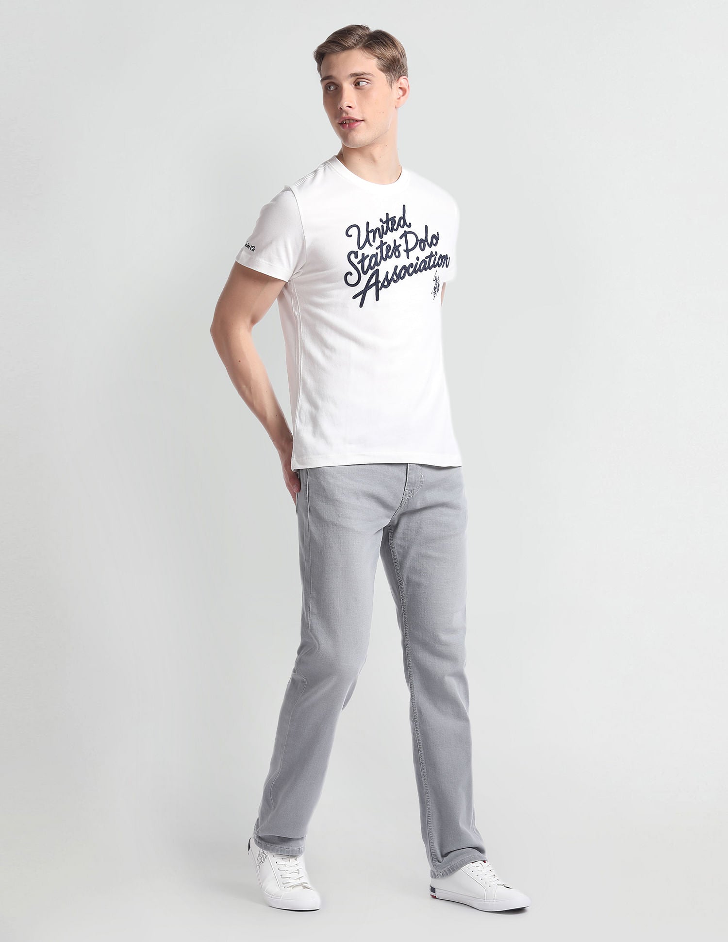 Harold Slim Straight Fit Blue Jeans Grey - U.S. Polo Assn. India | Large